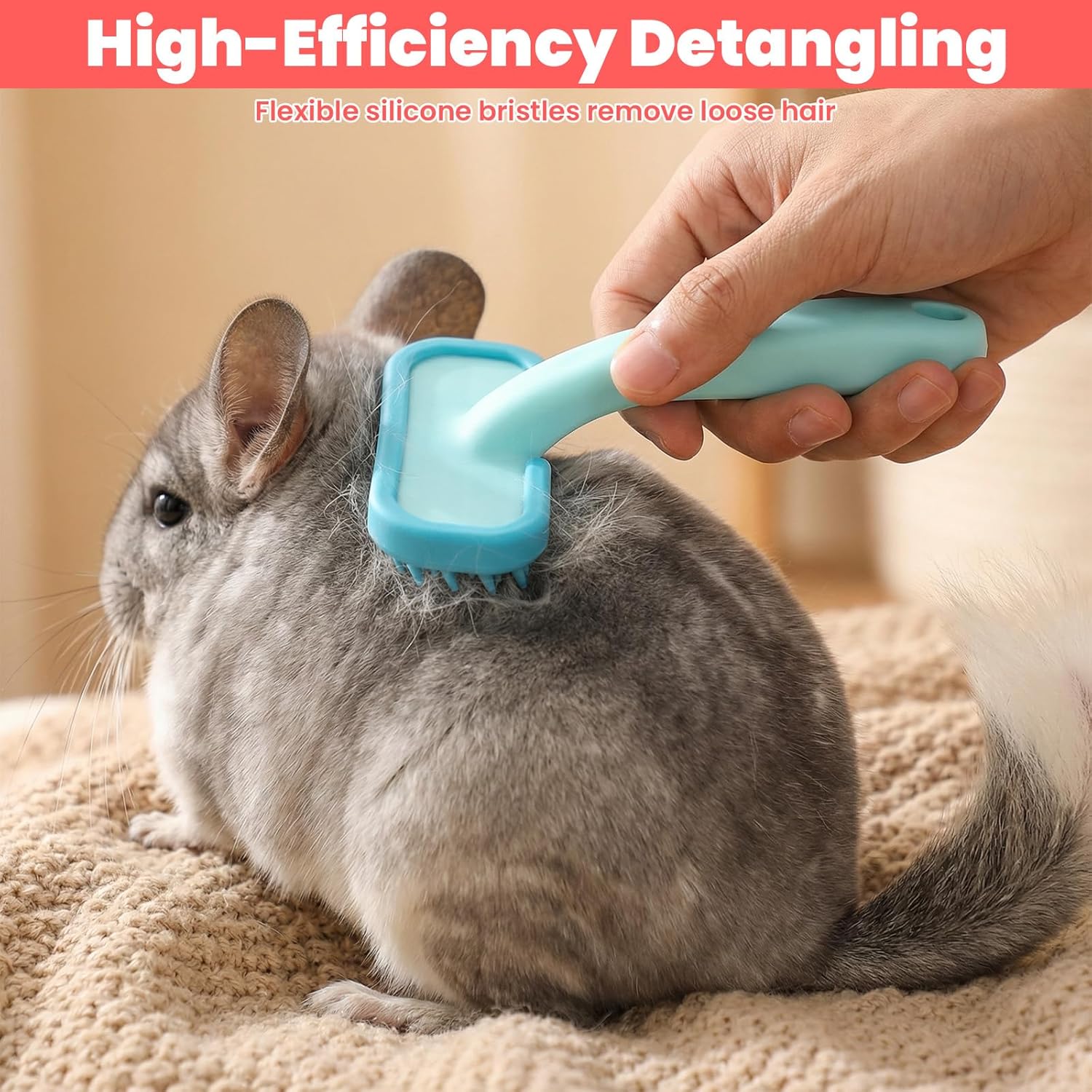 2Pcs Rabbit Brush, Silicone Rabbit Grooming Brush - Small Pets Brushes for Kittens Puppy Rabbits Guinea Pigs Shedding Bath & Massage Comb - Happypetzone.online - Image 3