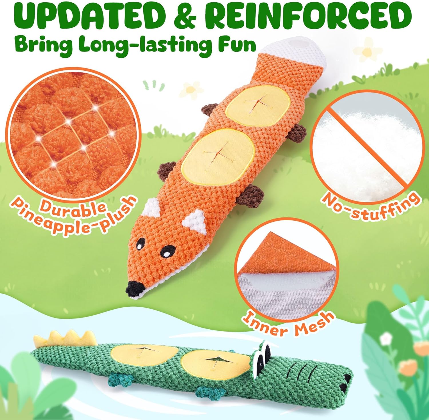 XIUGOAL Dog Toys for Aggressive Chewers, 2 Pack No Stuffing Dog Toys for Boredom and Teething, Squeaky Chew Toy for Small, Medium Breed to Keep Them Busy - Happypetzone.online - Image 4