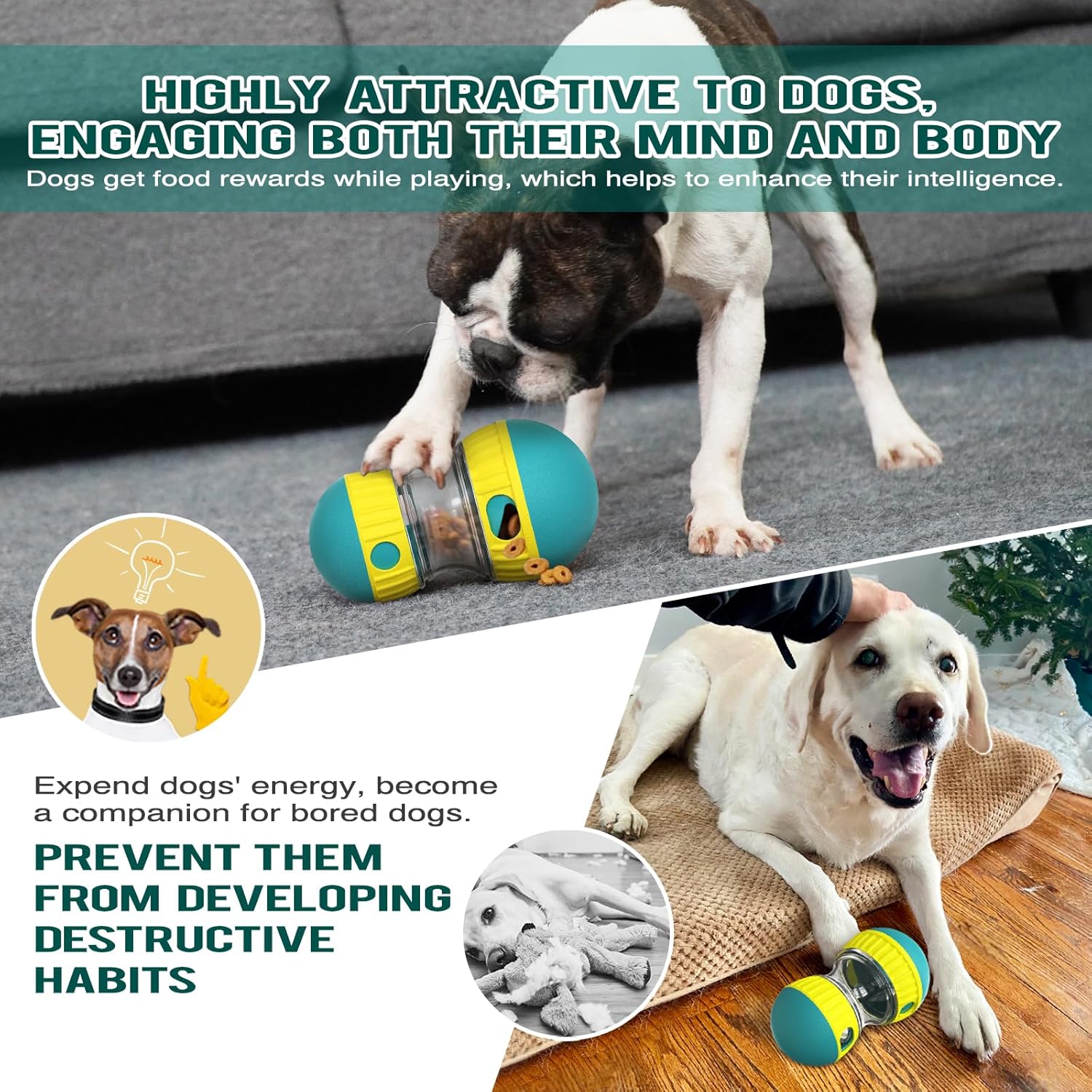 BSISUERM Dog Puzzle Toy Adjustable Treat Dispensing Ball Food Dispenser Tough Slow Feeder Puppy Enrichment Training Toy Pet Interactive Chase Toys for Small Medium Large Dogs to Keep Them Busy, Green - Happypetzone.online - Image 6