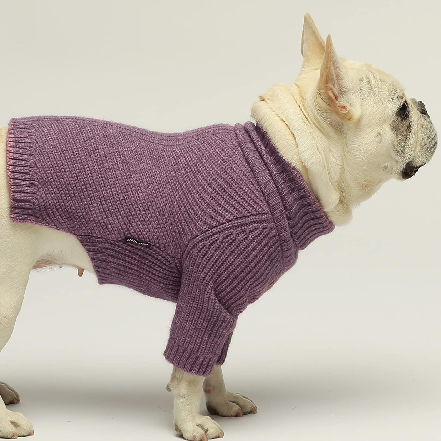 Fitwarm Thermal Knitted Dog Sweater Doggy Winter Coat Pet Clothes Doggie Turtleneck Jacket Puppy Outfits Cat Sweatsuit Lavender Purple Medium - Happypetzone.online - Image 7
