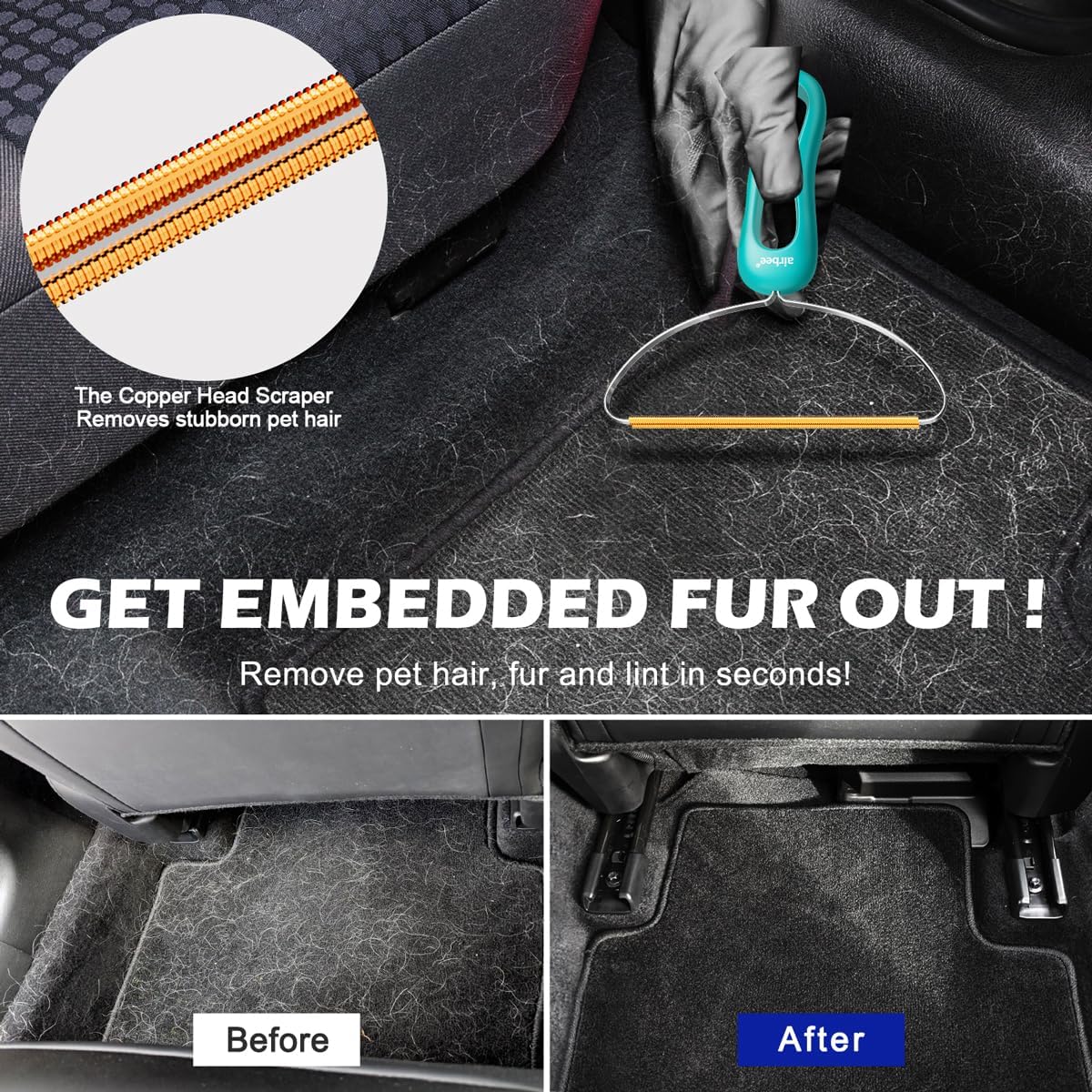 Pet Hair Remover 3-Pack, Dog Cat Hair Remover, Lint Shaver Cleaner Pro, Fur Removal Tool, Portable Carpet Scraper, Fuzz Rollers Hairball Brush for Carpets, Clothes, Car Mats, Couch, Pet Bed, Furniture - Happypetzone.online - Image 2