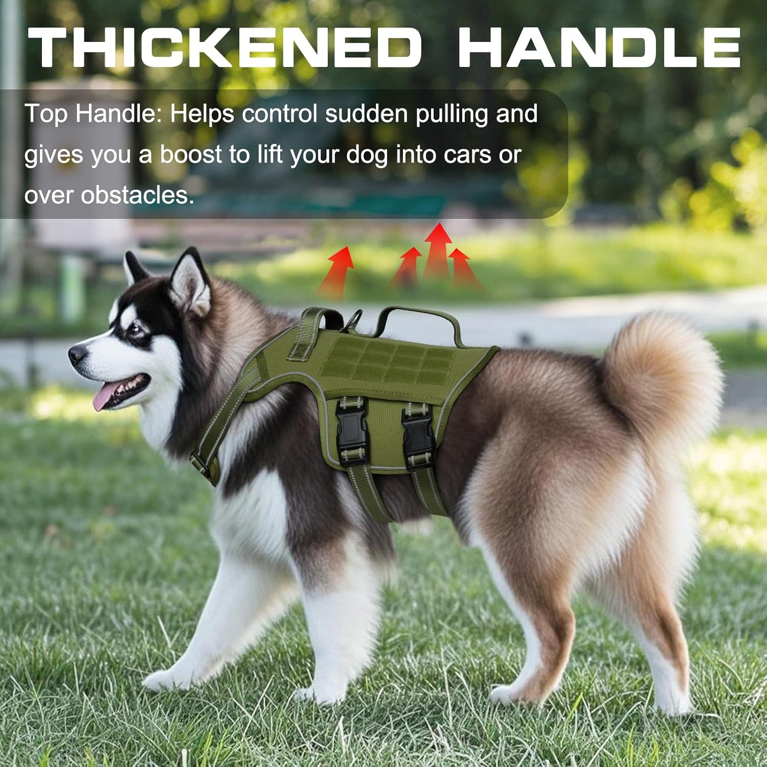 Dog Harness for Large Dogs Heavy Duty, Tactical No Pull Dog Harness with Molle System, Easy On and Off Service Dog Vest, Breathable Padded, Adjustable Reflective Pet Vest for Walking Hiking Training - Happypetzone.online - Image 2