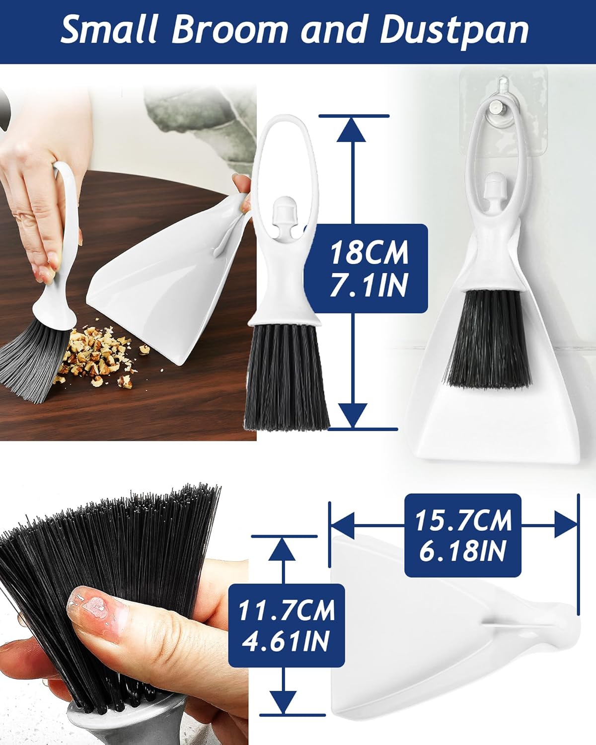 Upgrade 6PCS Cage Cleaner Set,2-in-1 Stainless Steel Pet Cage Brush,Bird Poop Remover,Dual Head Brush,Long Handle Scraper,Small Animals House Cleaning Accessories,Mini Dustpan and Broom Set (6PCS-1) - Happypetzone.online - Image 5