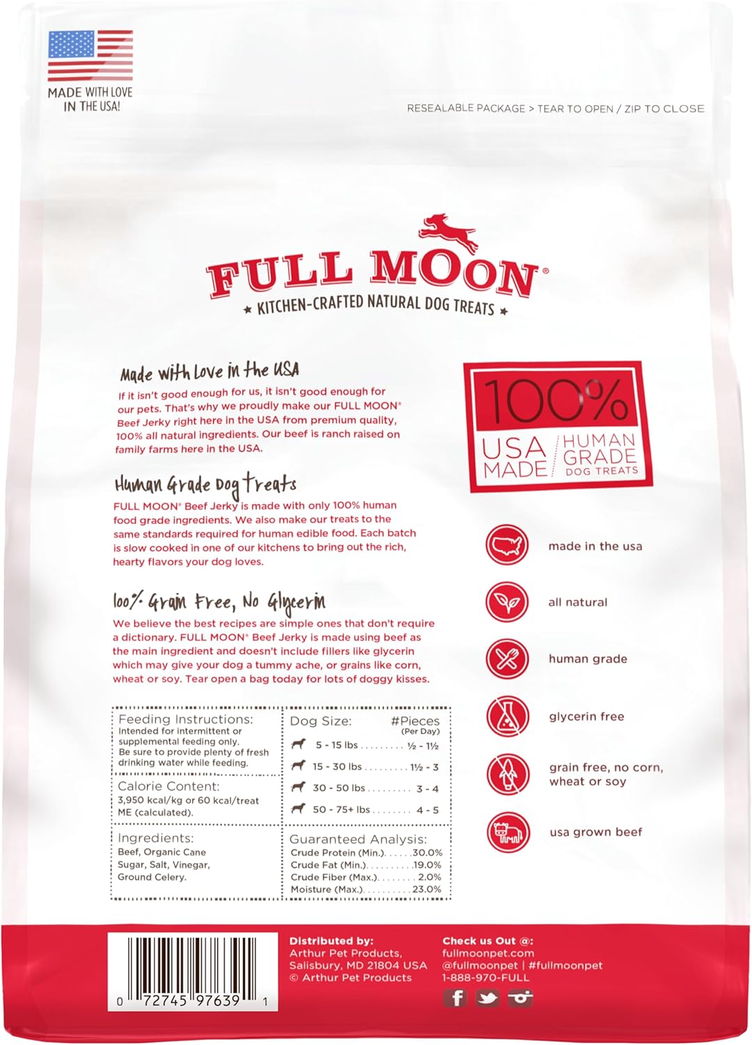 Full Moon Beef Jerky Healthy All Natural Dog Treats Human Grade Made in USA Grain Free 11 oz - Happypetzone.online - Image 2