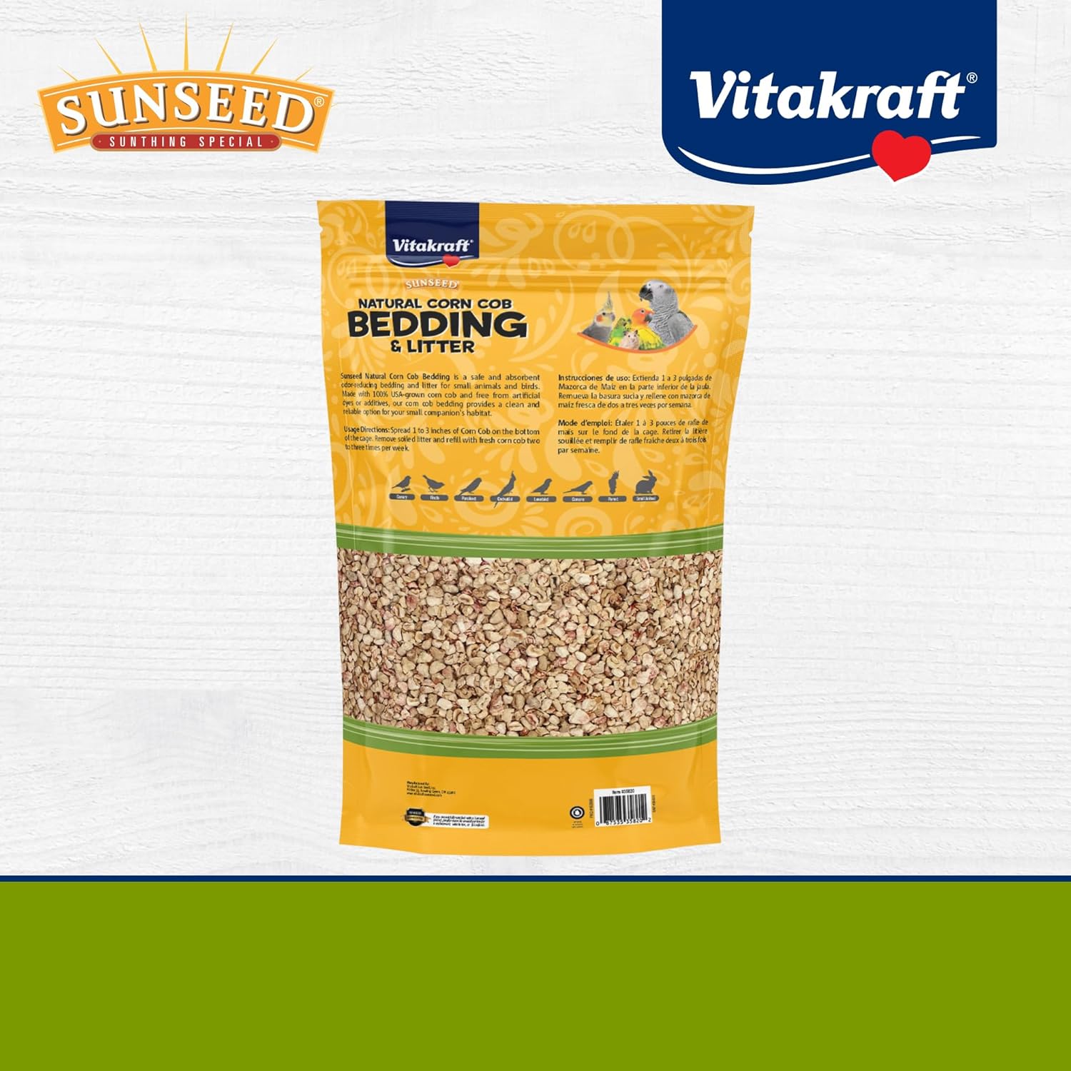 Sunseed Natural Corn Cob Bedding & Litter for Pet Birds and Small Animals – Made in USA – 350 Cubic Inches - Happypetzone.online - Image 7