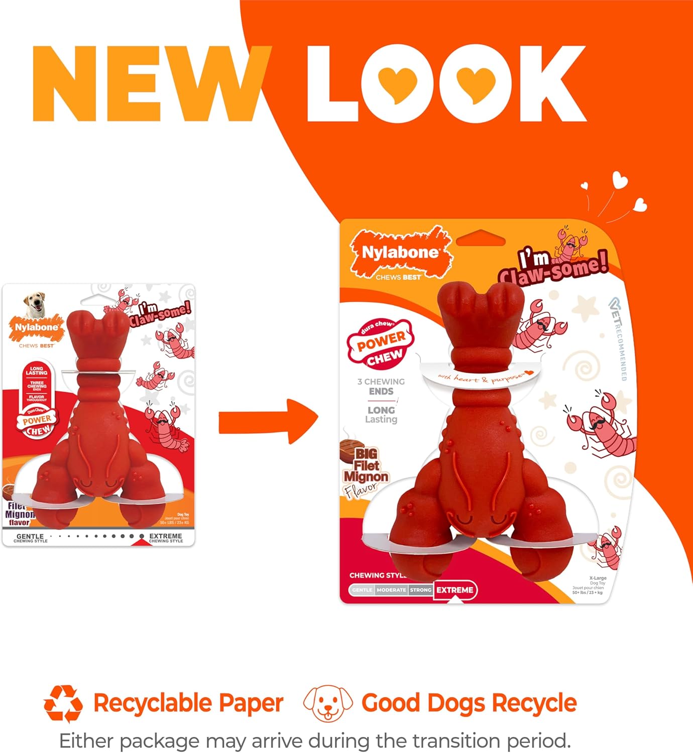 Nylabone Lobster Power Chew Toy for Dogs, Dog Toys for Aggressive Chewers, Filet Mignon Flavor, X-Large Dogs - 50+ lbs, 1 Count - Happypetzone.online - Image 3