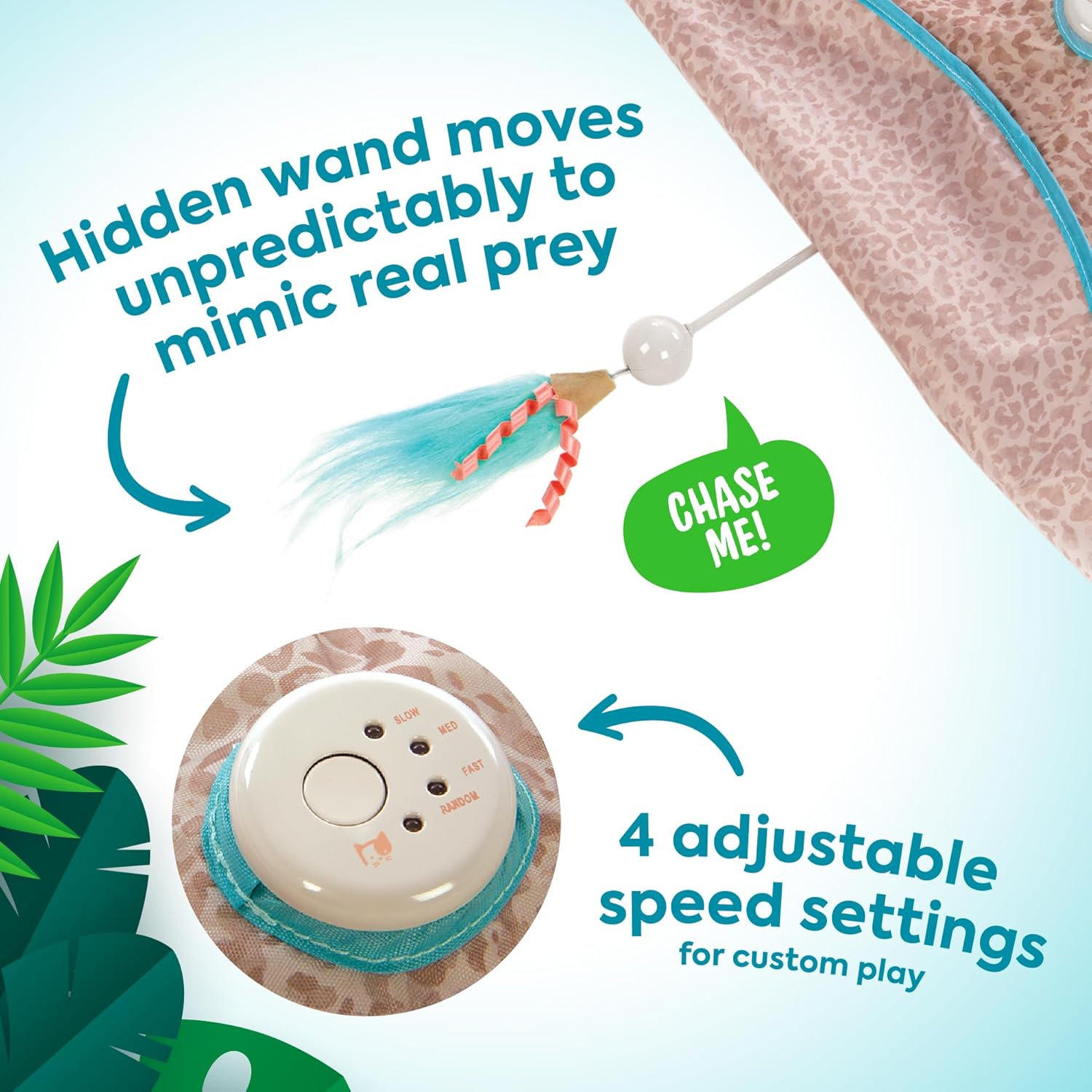 SmartyKat Hidden Hijinks Toy for Indoor Cats & Kittens, Electronic Interactive Motion Toy, Featuring Teaser Wand, Plus Replaceable Batteries Included - Happypetzone.online - Image 2