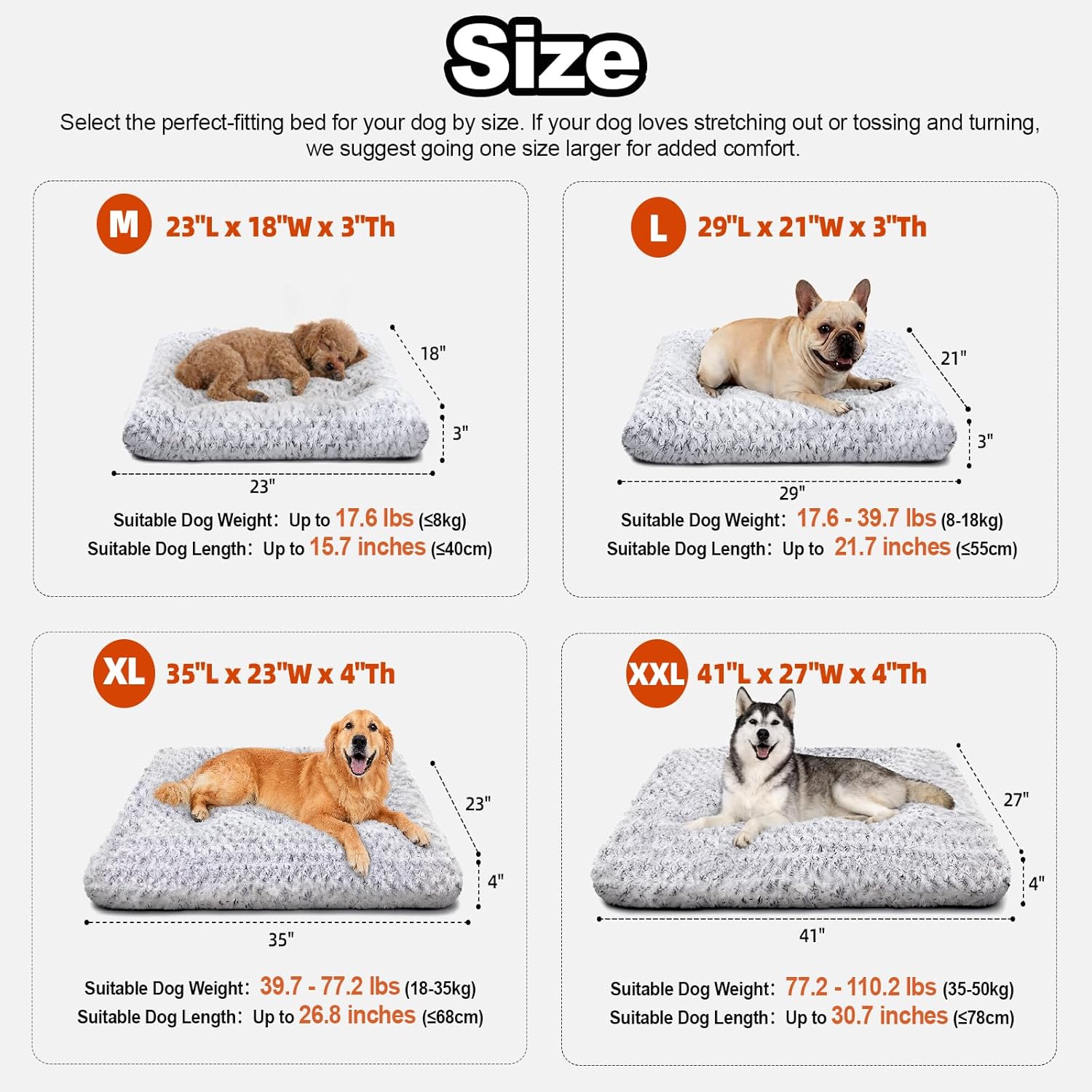 Dog Beds Large Sized Dog, Washable Durable Pet Bed, Deluxe Plush Soft & Comfortable Dog Crate Bed Pad for Large, Jumbo, Medium, Small Dogs Breeds, 35"X 23"-XL, Light Gray - Happypetzone.online - Image 5