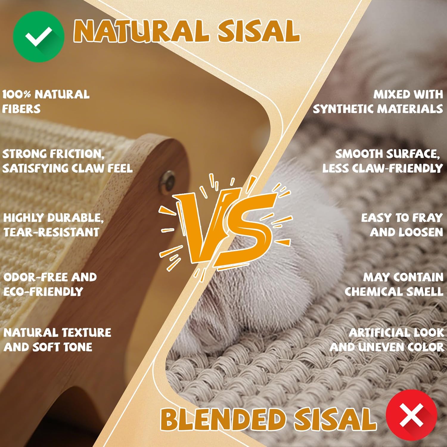 Natural Sisal Cat Scratcher Bed for Indoor Cats Scratching Post Hammock Lounge with Oak Frame, Wooden Cat Furniture for Large Cats, Modern Scratcher - Happypetzone.online - Image 7