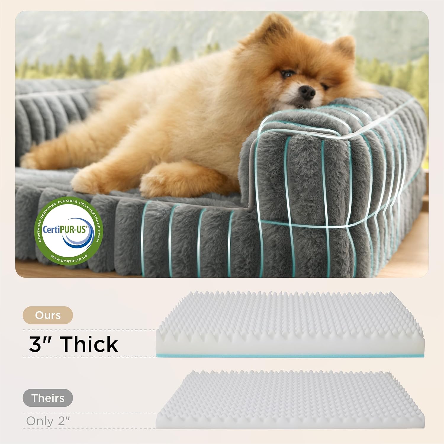 Bedsure ComfyFleece™ Orthopedic Dog Bed for Medium Dogs, Waterproof Memory Foam Medium Pet Beds with Sides, Non-Slip Bottom and Egg-Crate Foam Dog Couch Sofa with Washable Corduroy Cover, Grey - Happypetzone.online - Image 3