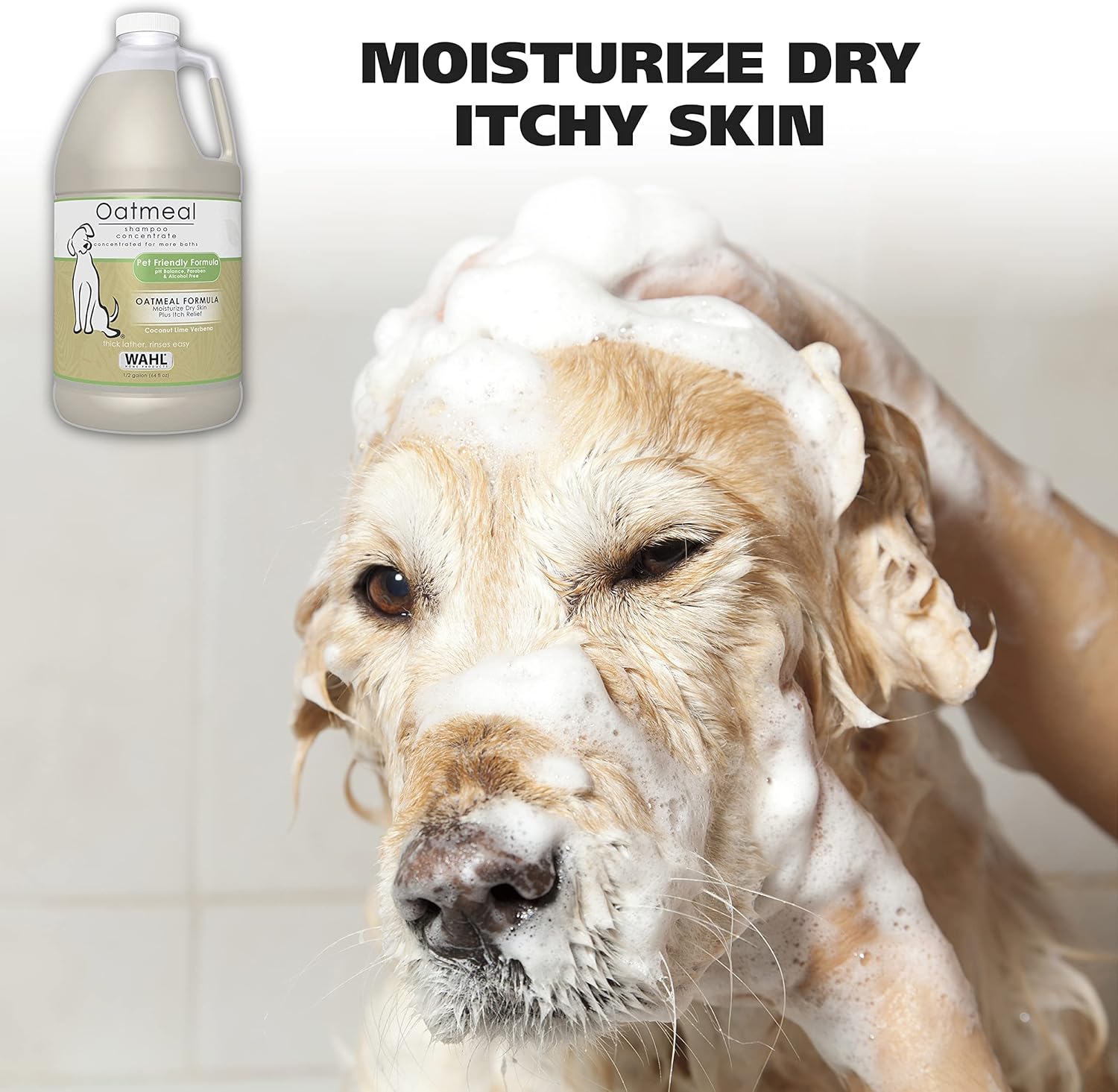 Wahl USA Dry Skin & Itch Relief Pet Shampoo for Dogs – Oatmeal Formula with Coconut Lime Verbena Scent - 64 Oz - Model 821004-050 - Happypetzone.online - Image 2