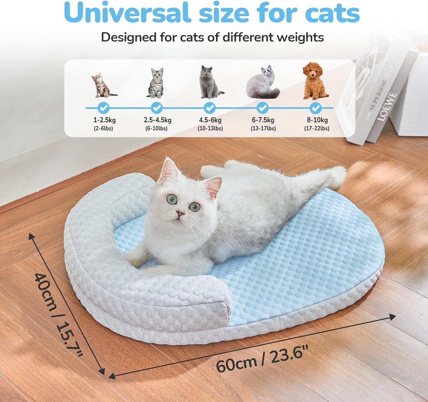 CATISM Cat Cooling Mat - Pet Bed Mat for Cats or Small Dogs, Cat Bed Cat Sleeping Beds with Pillow Soft and Comfortable, Cozy Pad Washable, Non-Slip Bottom Removable - Happypetzone.online - Image 3