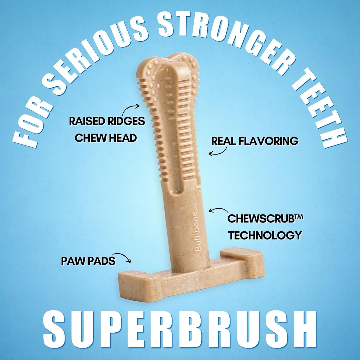 Bullibone SuperBrush Dog Dental Chew Toy for Large Breeds - Long Lasting Nylon Toothbrush Stick for Teeth Cleaning, Rawhide Free, Made in USA, Apple Cinnamon - Happypetzone.online - Image 4