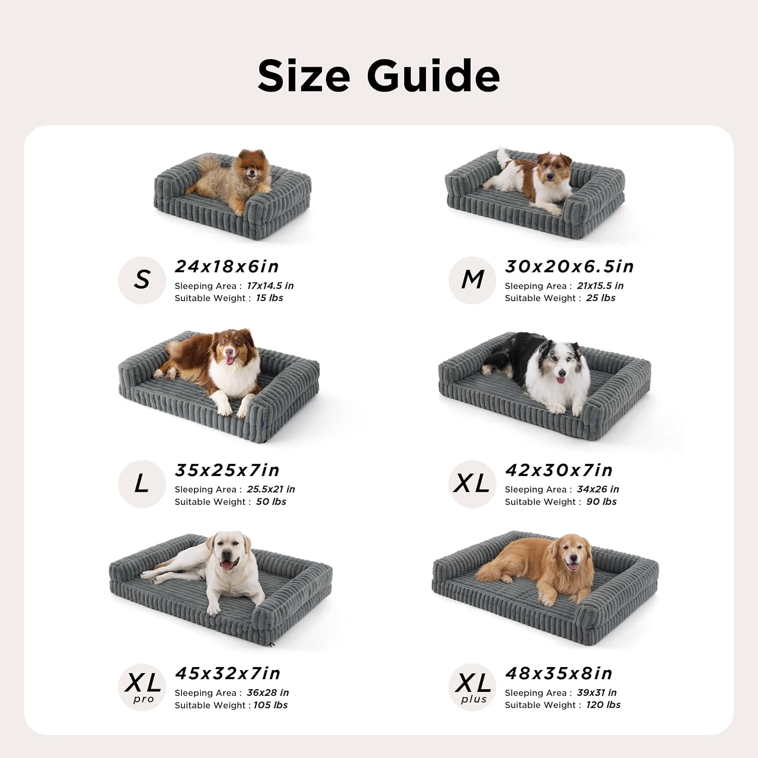 Bedsure ComfyFleece™ Orthopedic Dog Beds Large Sized Dog, Waterproof Memory Foam Pet Couch Sofa with Sides, Non-Slip Bottom and Egg-Crate Foam Large Pet Bed with Washable Corduroy Cover, Grey - Happypetzone.online - Image 6