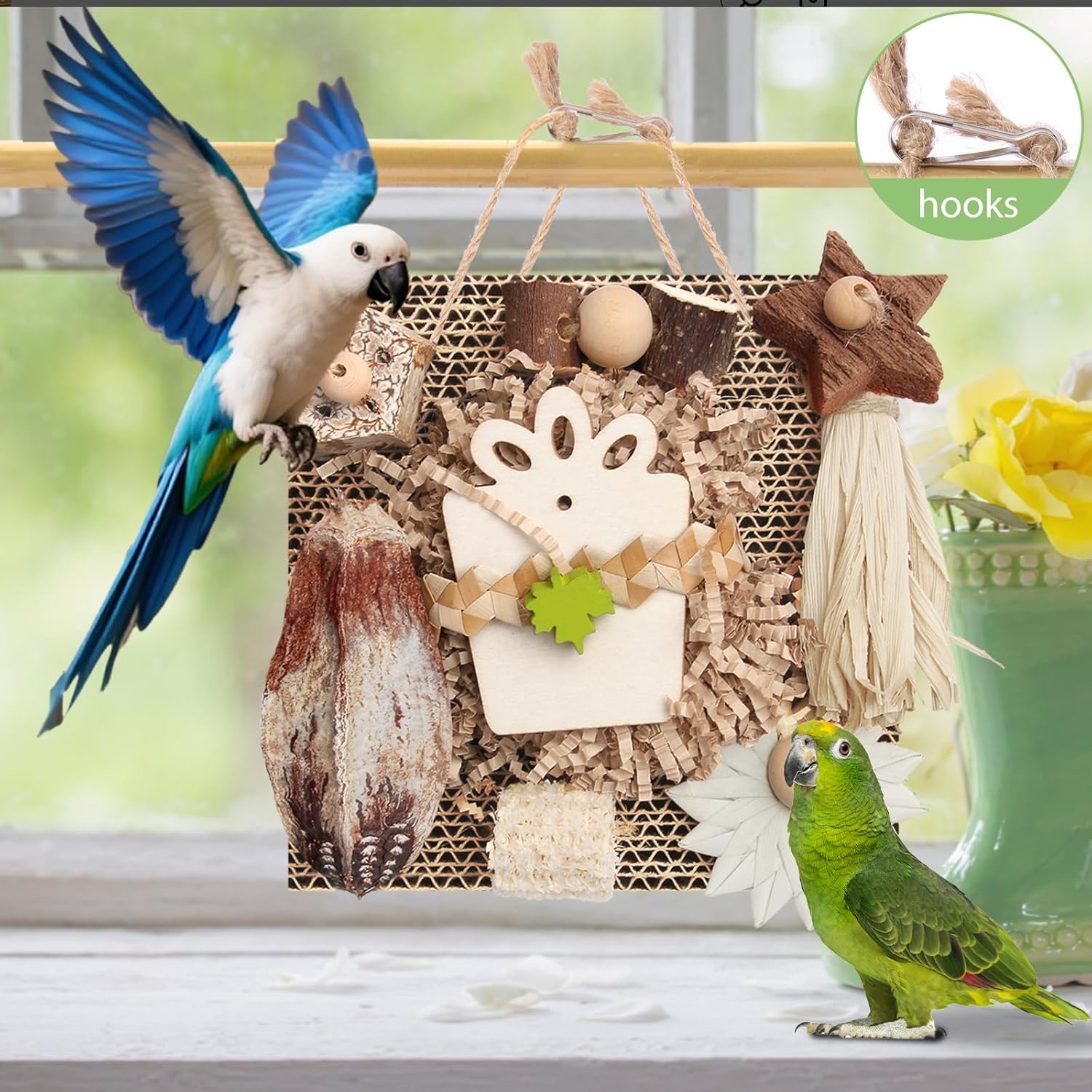 Kyouki Bird Toys, Parakeet Toys, Parrot Toy, Conure Hanging Chewable Cardboard Foraging Suitable for Budgies, Cockatiels, Lovebirds, Sun Conures - and Other Small/Medium Parrots (Medium) - Happypetzone.online - Image 4