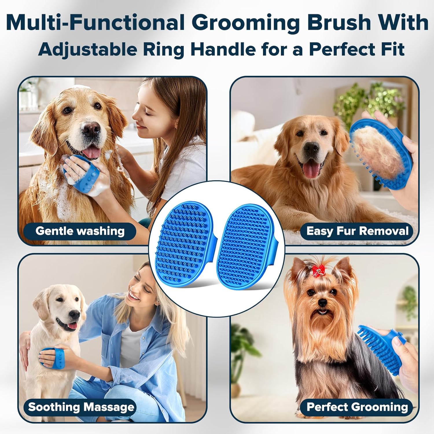 Augwind 6PCS Pet Grooming Kit for Dogs,Cats and Horses | Dog Washing Gloves | Dog Bath Brush | Dog Bath Gloves | Dog Shampoo Brush | Pet Grooming Gloves | Dog Bath Supplies (Navy Blue) - Happypetzone.online - Image 5