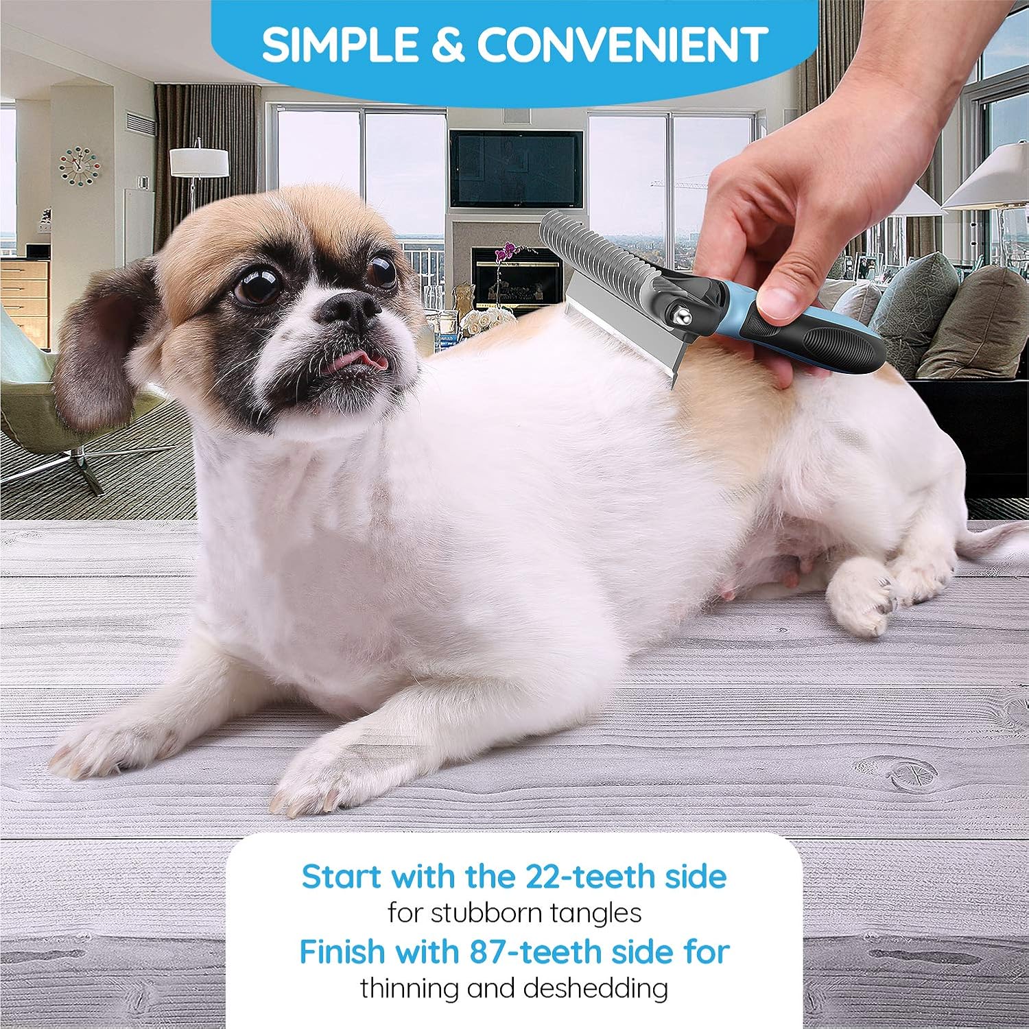 Dog Brush and Cat Brush – 2 Sided Pet Grooming Tool for Deshedding, Mats & Tangles Removing – No More Nasty Shedding and Flying Hair - Happypetzone.online - Image 5