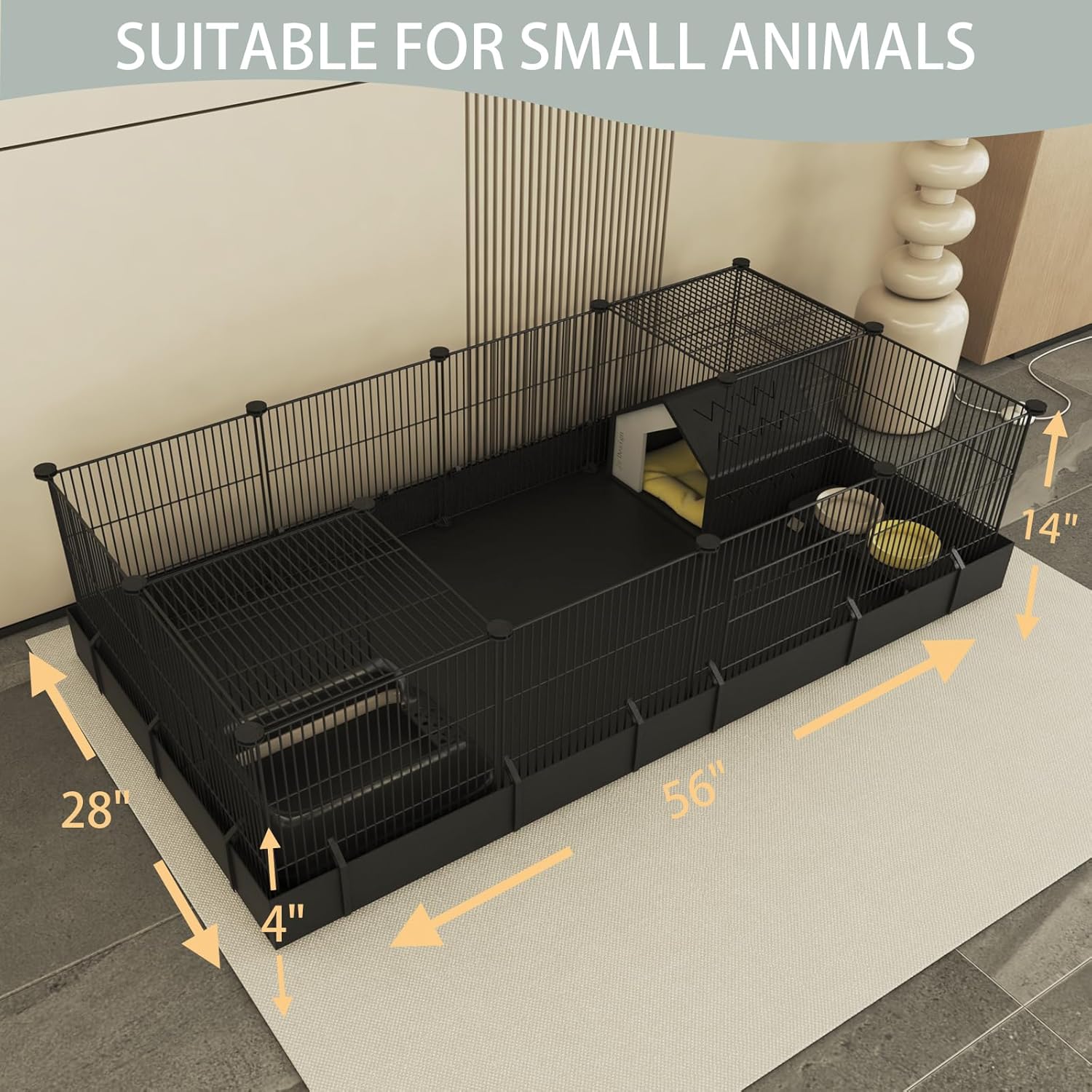 Xymoso DIY Guinea Pig Cages with Waterproof Canvas Bottom,16 Panels Small Animal Cage Pet Playpen with Door for Bunny Turtle Hedgehog,Indoor Metal Wire Yard Fence Outdoor - Happypetzone.online - Image 2