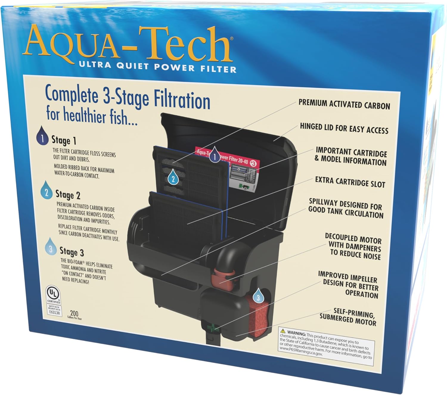 Aqua-Tech Ultra Quiet Power Filter, For Aquariums 20-40 Gallons - Happypetzone.online - Image 3