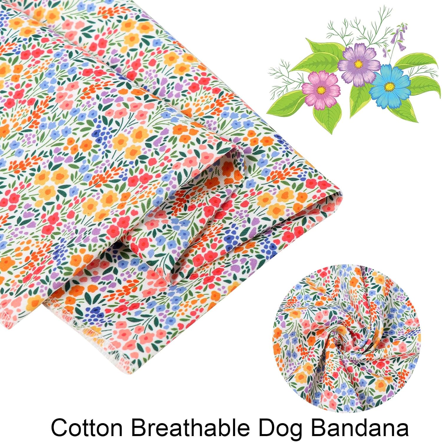 ARING PET Girl Dog Bandana, Spring Summer Daisy Floral Pet Bandana Scarf Triangle Bibs for Puppy Small Medium Large Dogs-L - Happypetzone.online - Image 2