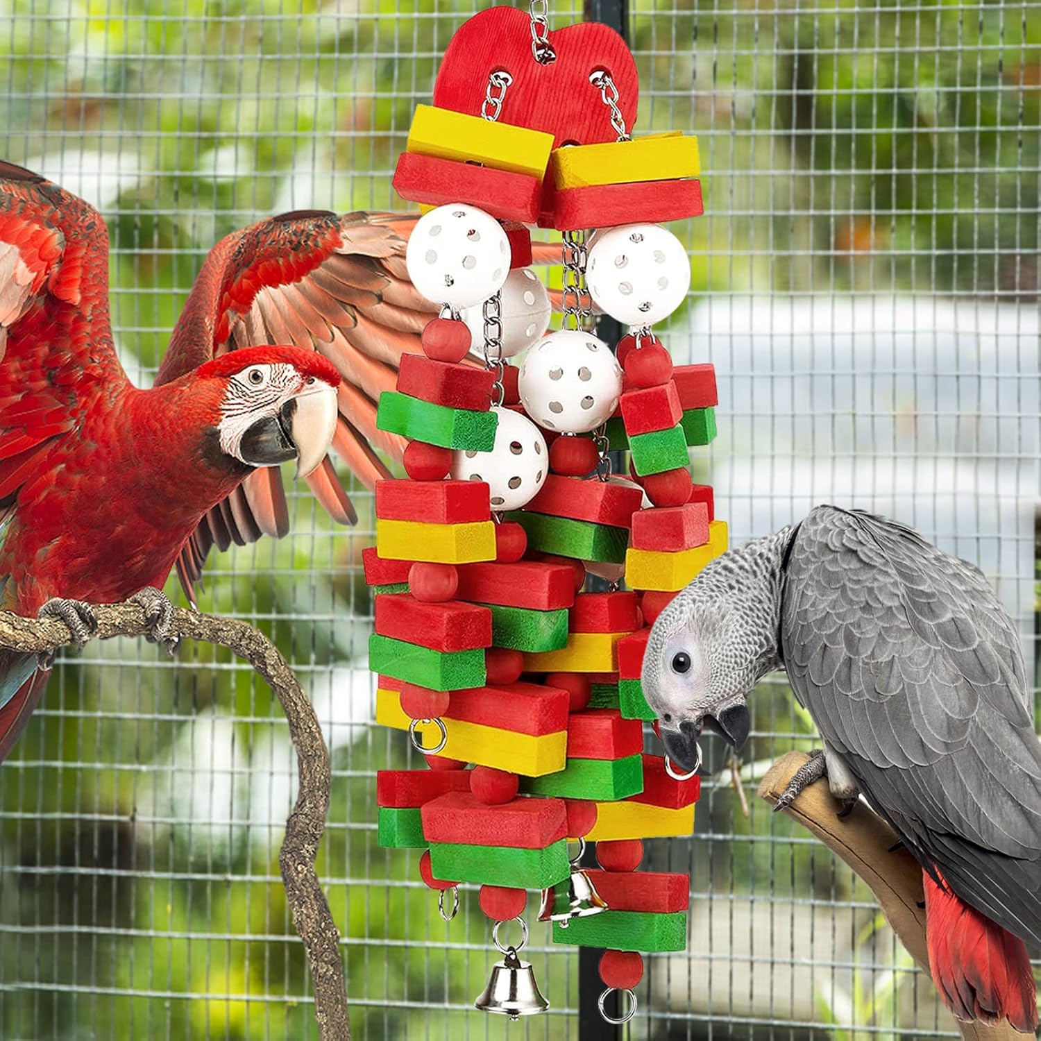 MEWTOGO Large Bird Parrot Toys for Cockatoos African Grey Macaws and Amazon Parrots Bird Gift - Happypetzone.online - Image 4