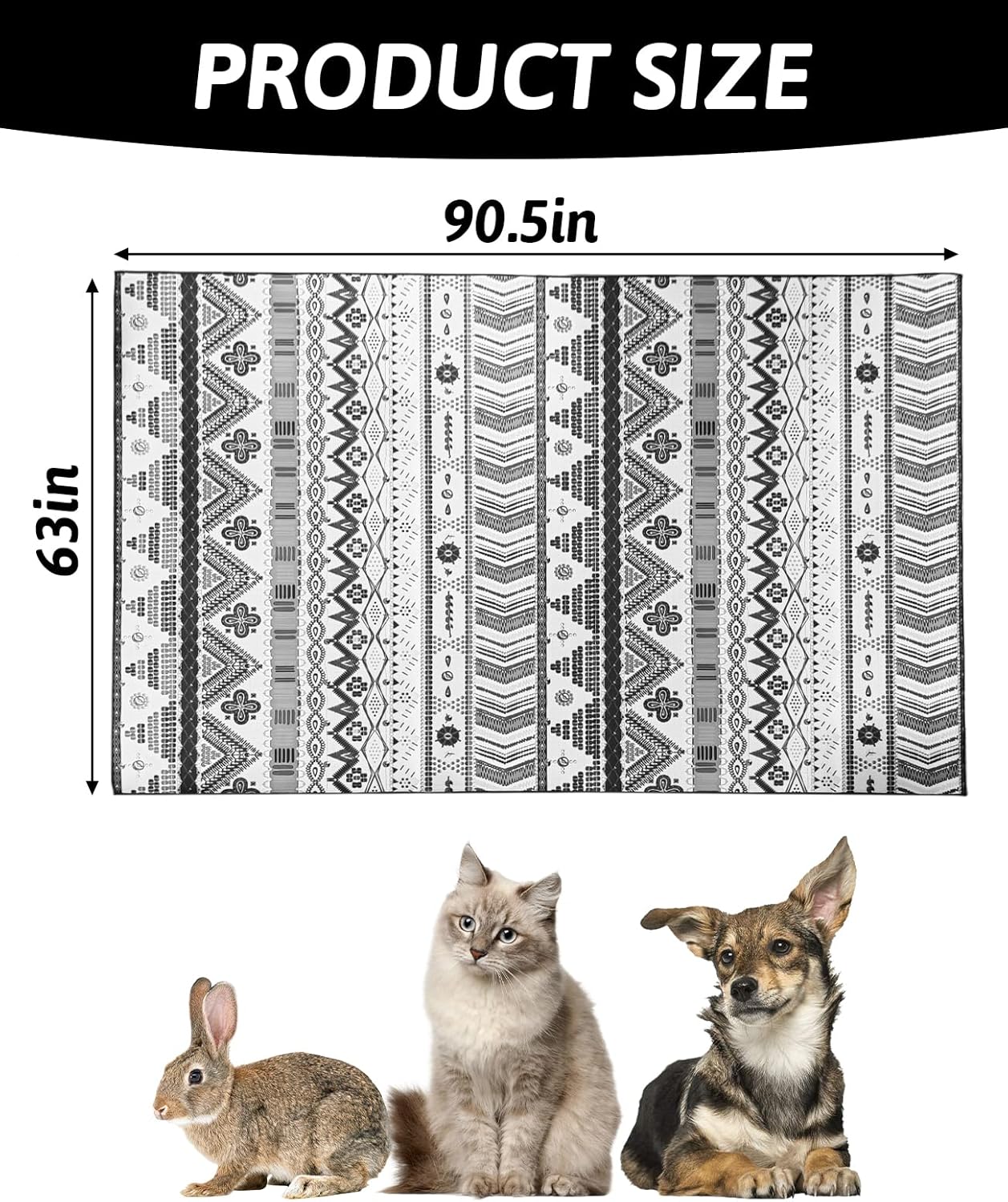 BNOSDM 91" X 63" Extra Large Cage Liners for Rabbits Washable Rabbit Pad Large Bunny Mat Anti Slip Rug for Bunnies, Pet Carpet for Chinchillas Cats Guinea Pigs Ferrets Dogs - Happypetzone.online - Image 2