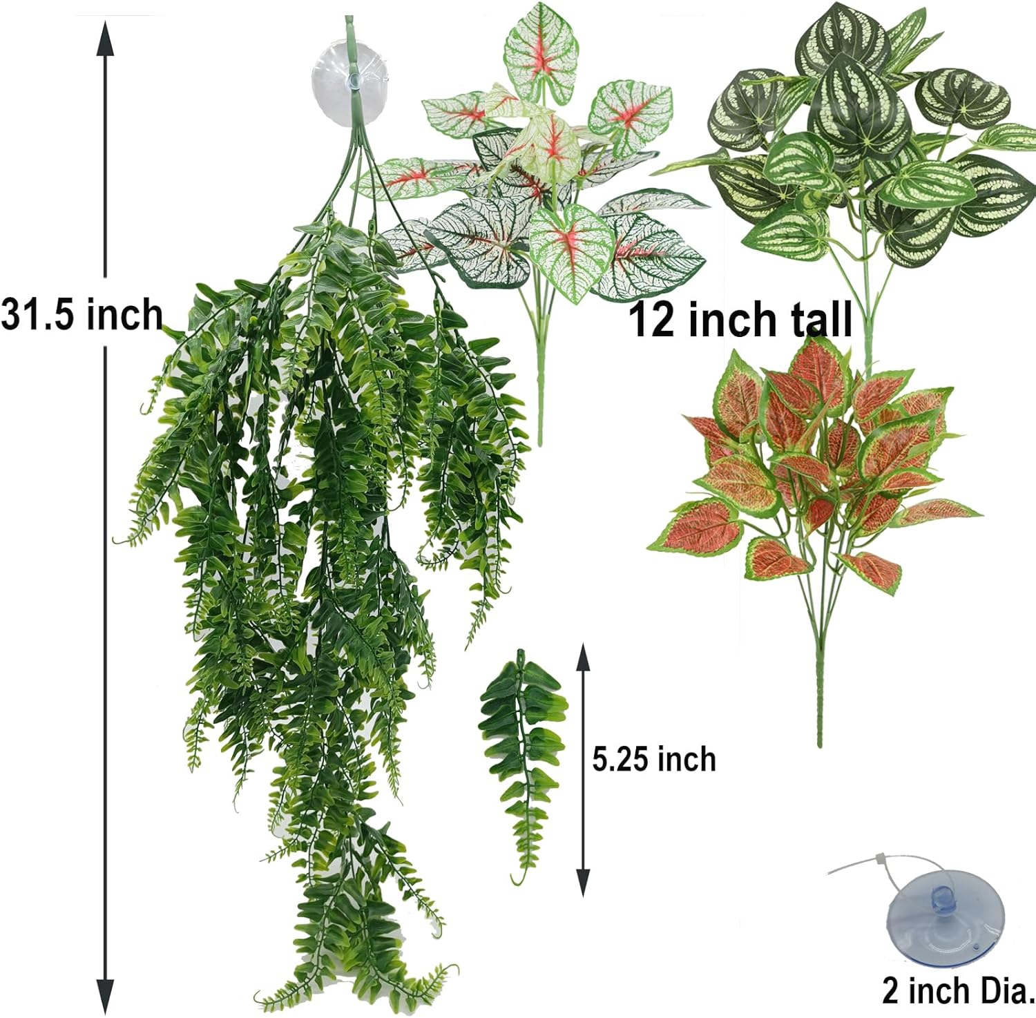 Reptile Plants for Bearded Dragon Tank Accessories, Terrarium Plant Artificial Decor for Snake Cage, Fake Plant for Leopard Gecko Habitat, Lizard Chameleon Ball Pythons (Group BN) - Happypetzone.online - Image 4