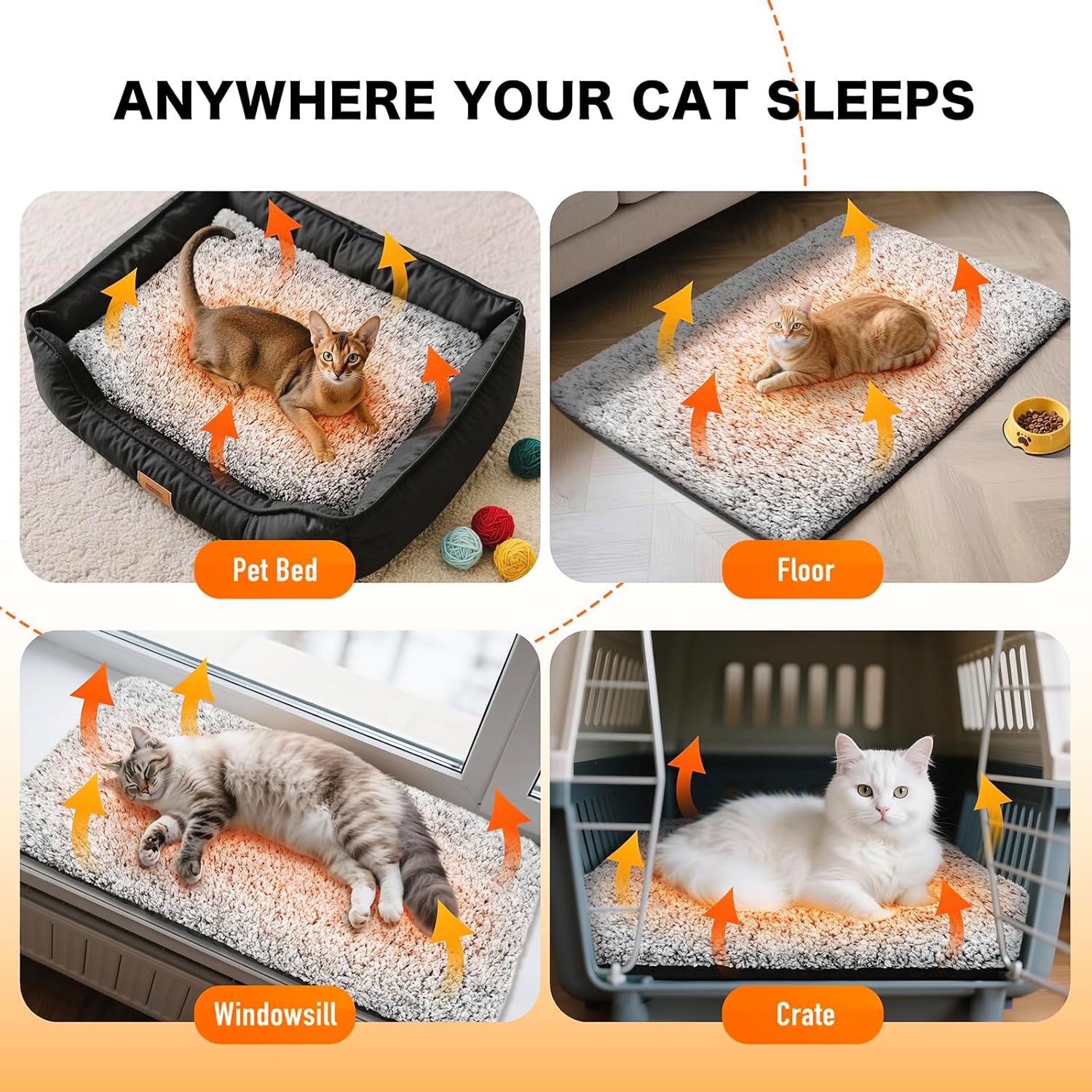 WanpeeGoo Self Warming Cat Bed, Heated Cat Bed, 2.0 Upgraded Thermal Foil Heating Pad, Plush Self-Heating Pet Mat for Crate, Floor, with Removable Washable Cover, Non-Slip, 15"x19" - Happypetzone.online - Image 5