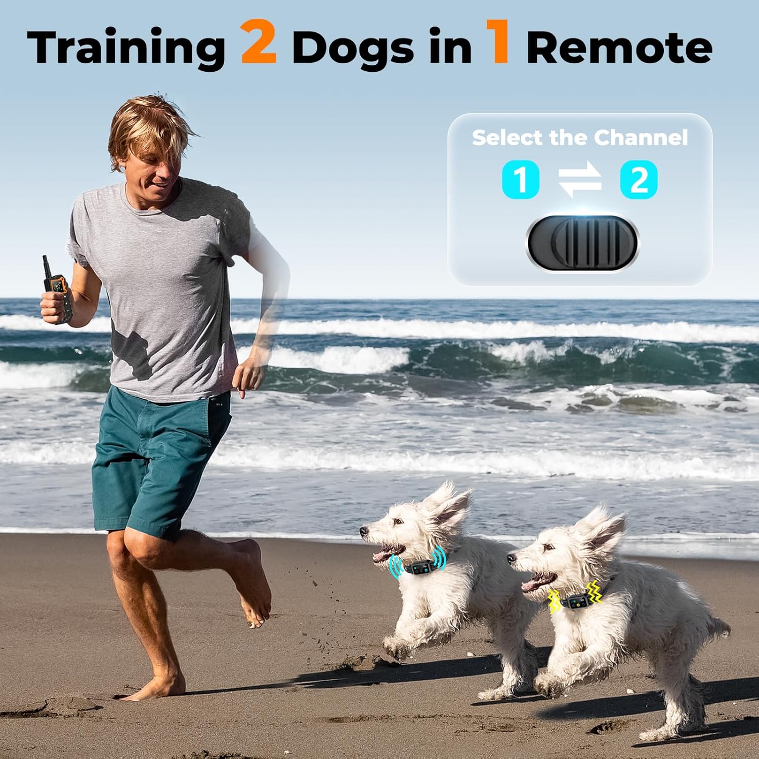 AI Dog Shock Collar 2 Dogs (10-120Lbs) - 3300FT Dog Training Collar with Remote, IPX7 Waterproof Collar with Beep, Vibration, Safe Shock for Large Medium Small Dogs, Keypad Lock and Flashing Light - Happypetzone.online - Image 5