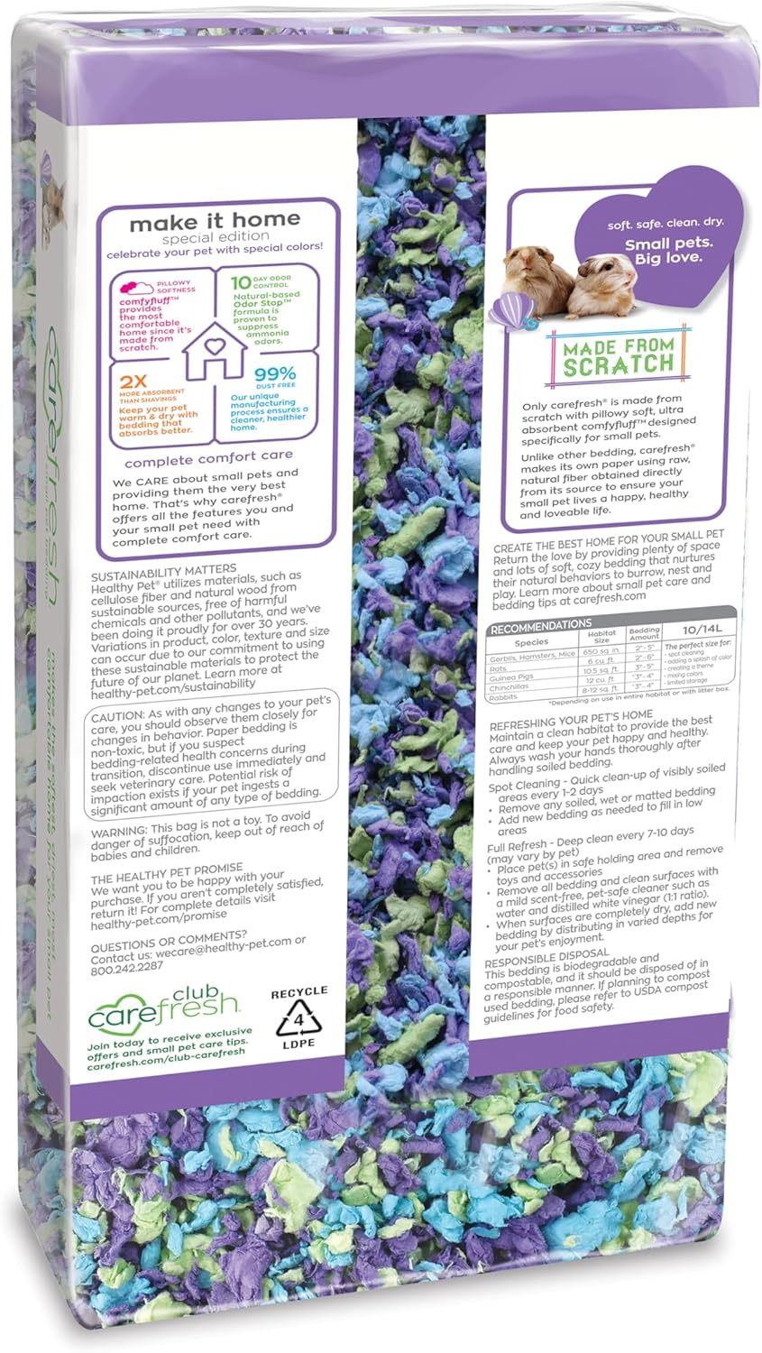 carefresh Dust-Free Sea Glass Natural Paper Small Pet Bedding with Odor Control, 10L - Happypetzone.online - Image 2