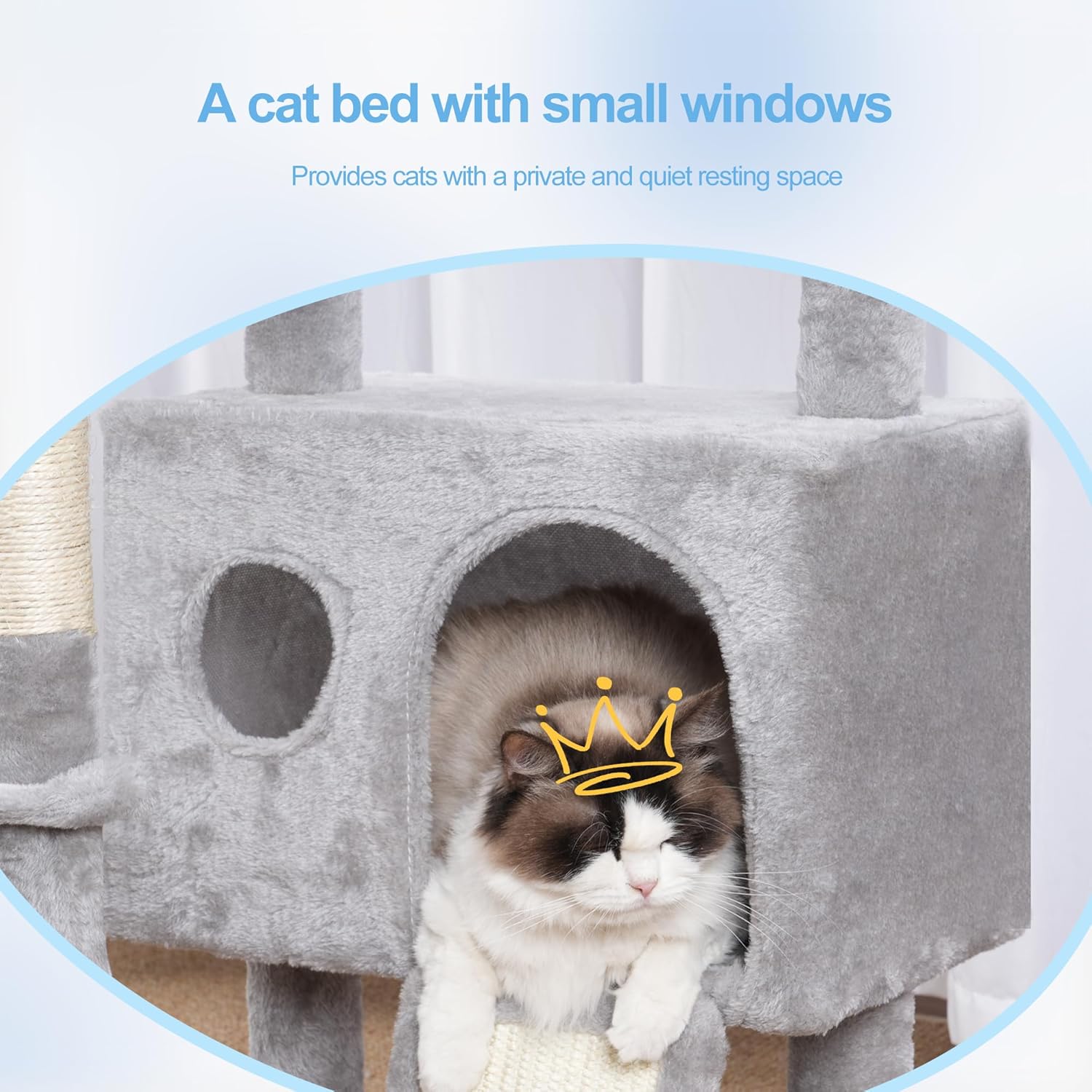 Hey-brother Cat Tree Tower, Scratching Posts with Removable Toys, Cozy Condo, Platform, Hammock, Sisal Scratch Board and Ball for Indoor Kittens, 41.3 Inches, Light Gray MPJ008SW - Happypetzone.online - Image 4