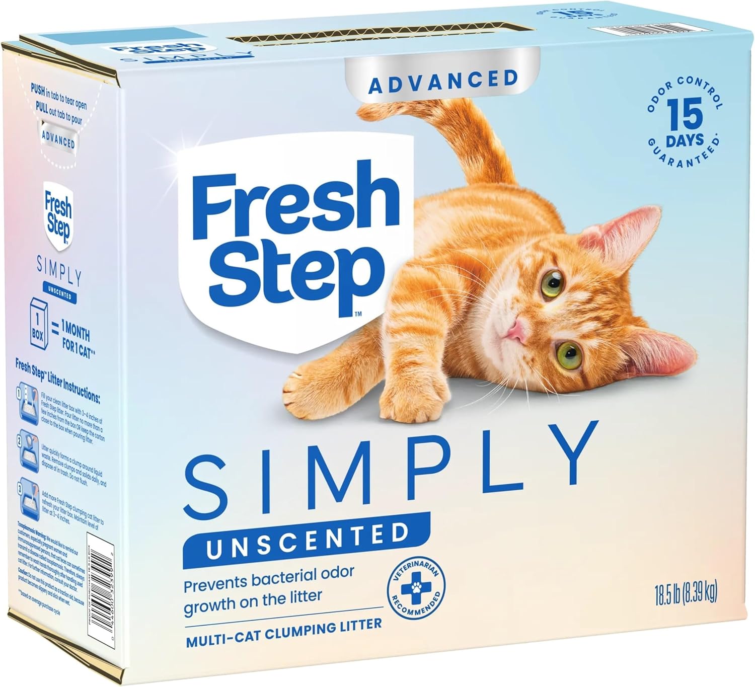 Fresh Step Advanced Simply Unscented Multi Cat Clumping Cat Litter, Low Dust, Odor Control with Activated Charcoal Tech, Compatible in Automatic Litter Boxes, 18.5 lb. - Happypetzone.online - Image 12