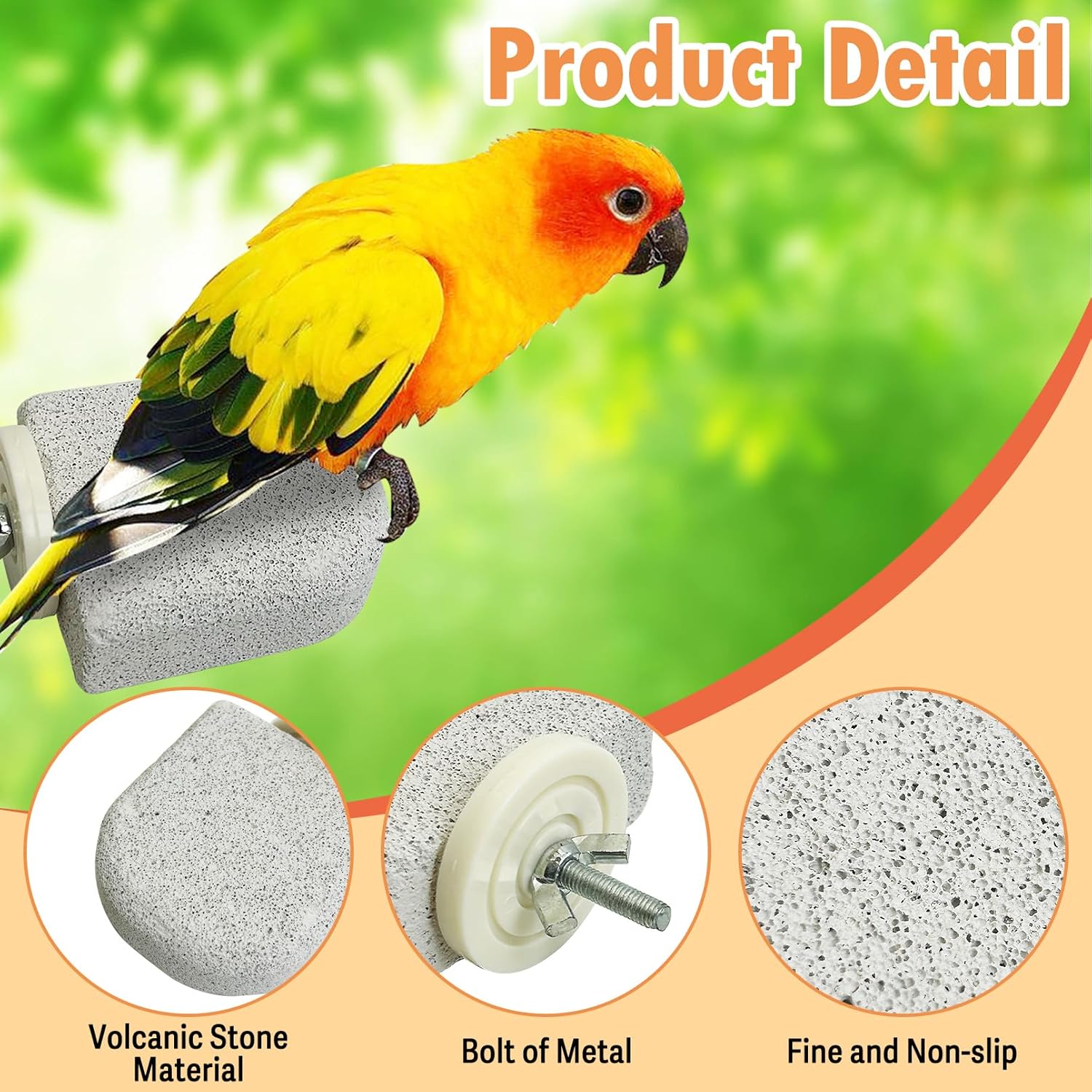 PINVNBY 4 PCS Bird Perch Stands Parrot Calcium Perch Beak Grinding Stone Foot Claws Trimmer Parakeet Platform Parrot Chewing Toys for Small Medium Cockatiel Conure Lovebird Finch - Happypetzone.online - Image 3