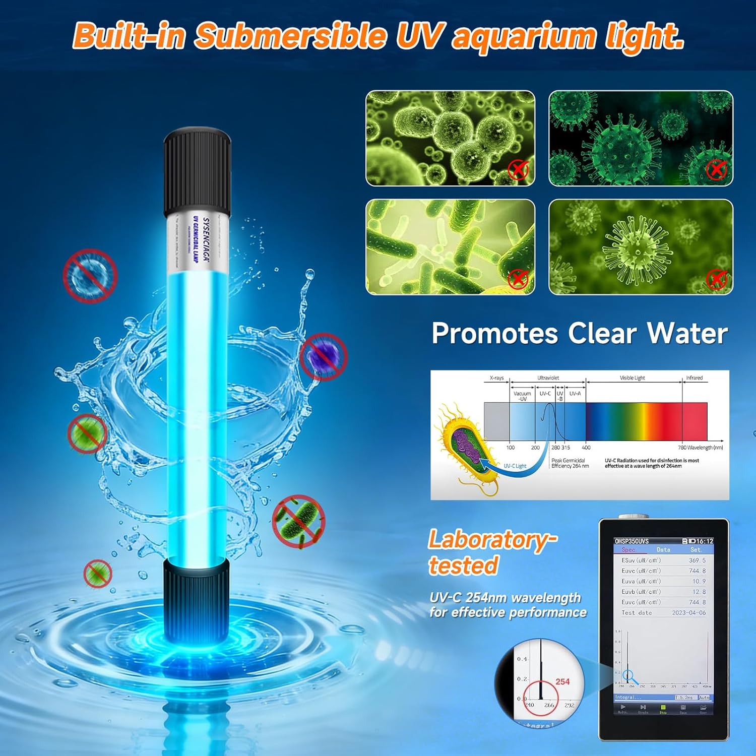 Aquarium Filter with UV, 450GPH for 40-150 Gallon Tanks, Submersible with Timer for Crystal Clear Water in Aquarium, Pond, Turtle Tank(25W ) - Happypetzone.online - Image 7