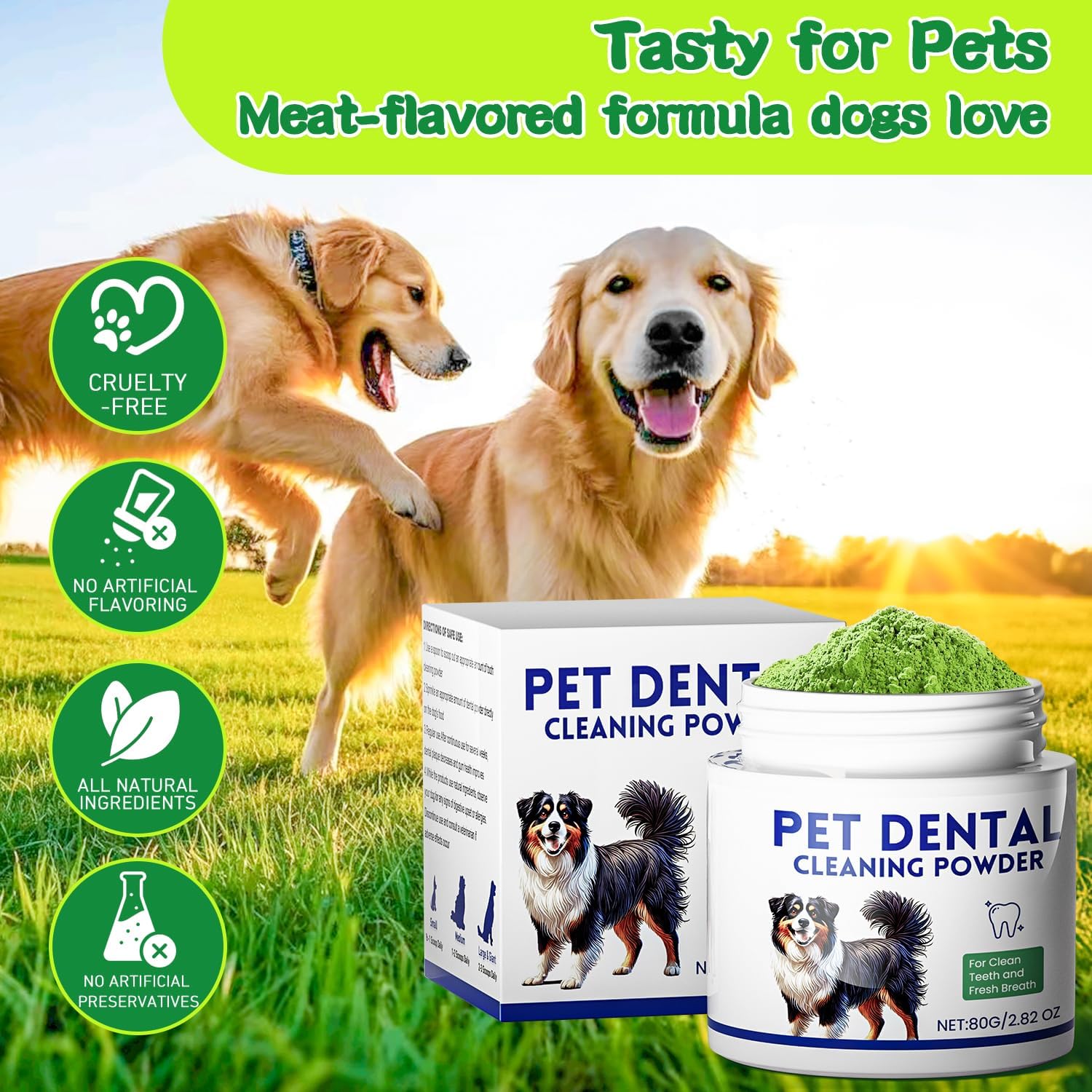 Mimo Style Dog Dental Powder, Dog Teeth Cleaning Powder, Targets Tartar & Reduces Plaque & Bad Breath - Teeth Cleaning Made Easy Eliminate - Meat-Flavored Formulated - Happypetzone.online - Image 6
