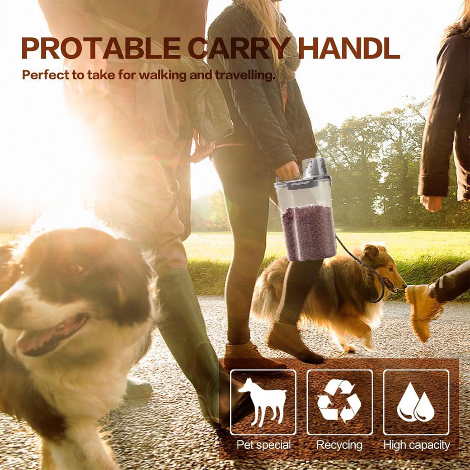 TIOVERY Upgraded Dog Food Storage Container Small, Cat Food Container Airtight, Pet Food Container Dispenser with Pour Spout, Measuring Cup and 4 Seal Buckles for Dogs, Cats, Birds (Grey) - Happypetzone.online - Image 7