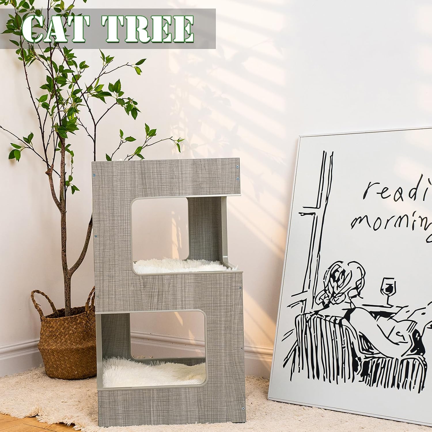 ACH Modern Cat Furniture Cat Tree Spacious Perch Multi-Level Cat Tower for Indoor Cats 27.5 Inch Luxury Cat Tree Stand House for Kittens with Removable Soft Blanket and Condo - Happypetzone.online - Image 4