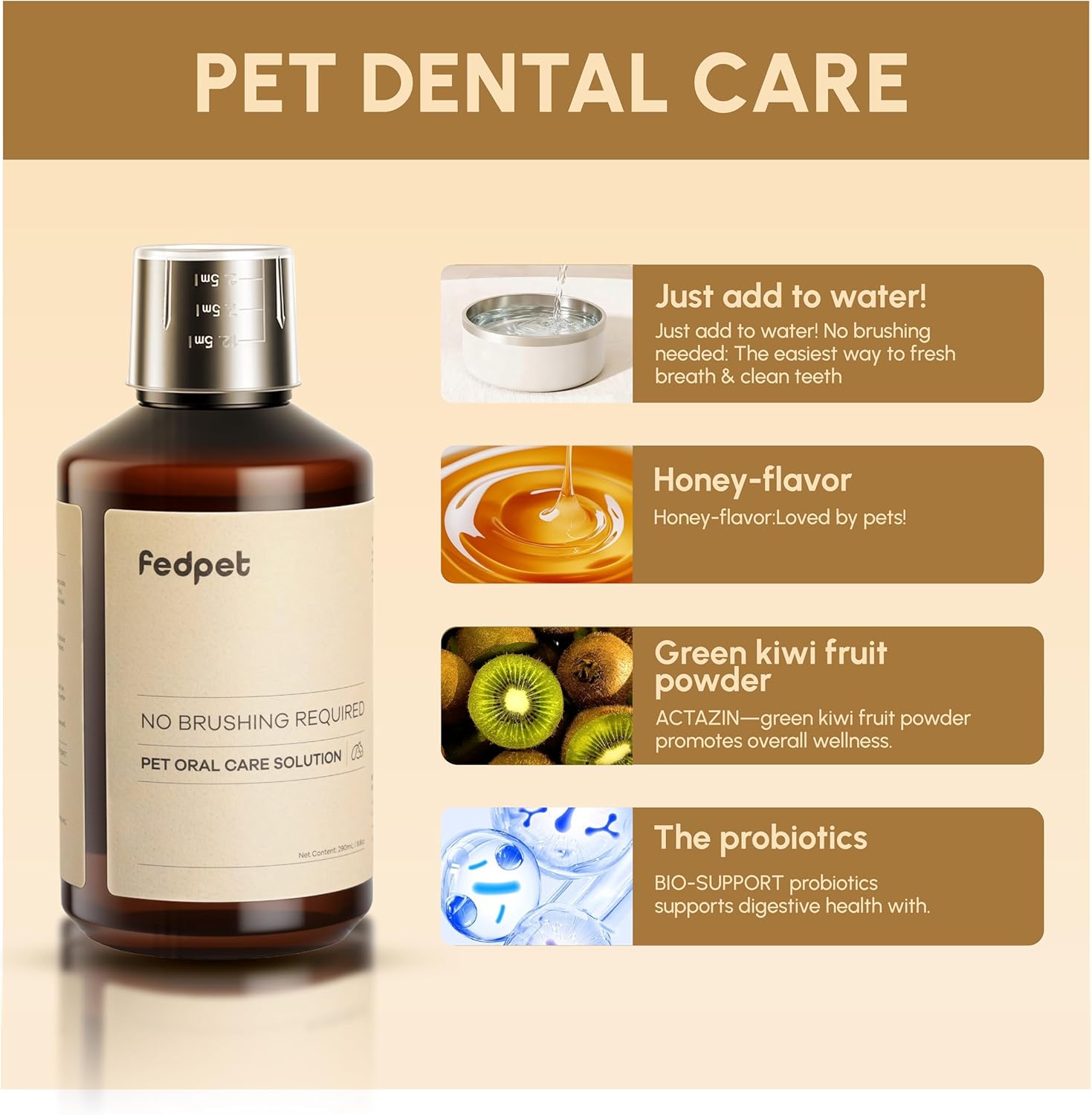 Advanced Probiotic Pet Dental Water Additive, Bio-Active Formula to Fight Oral Bacteria at The Source, Freshens Breath, Reduces Plaque & Tartar, Just Add to Water, Vet Recommended, 9.8 oz - Happypetzone.online - Image 2