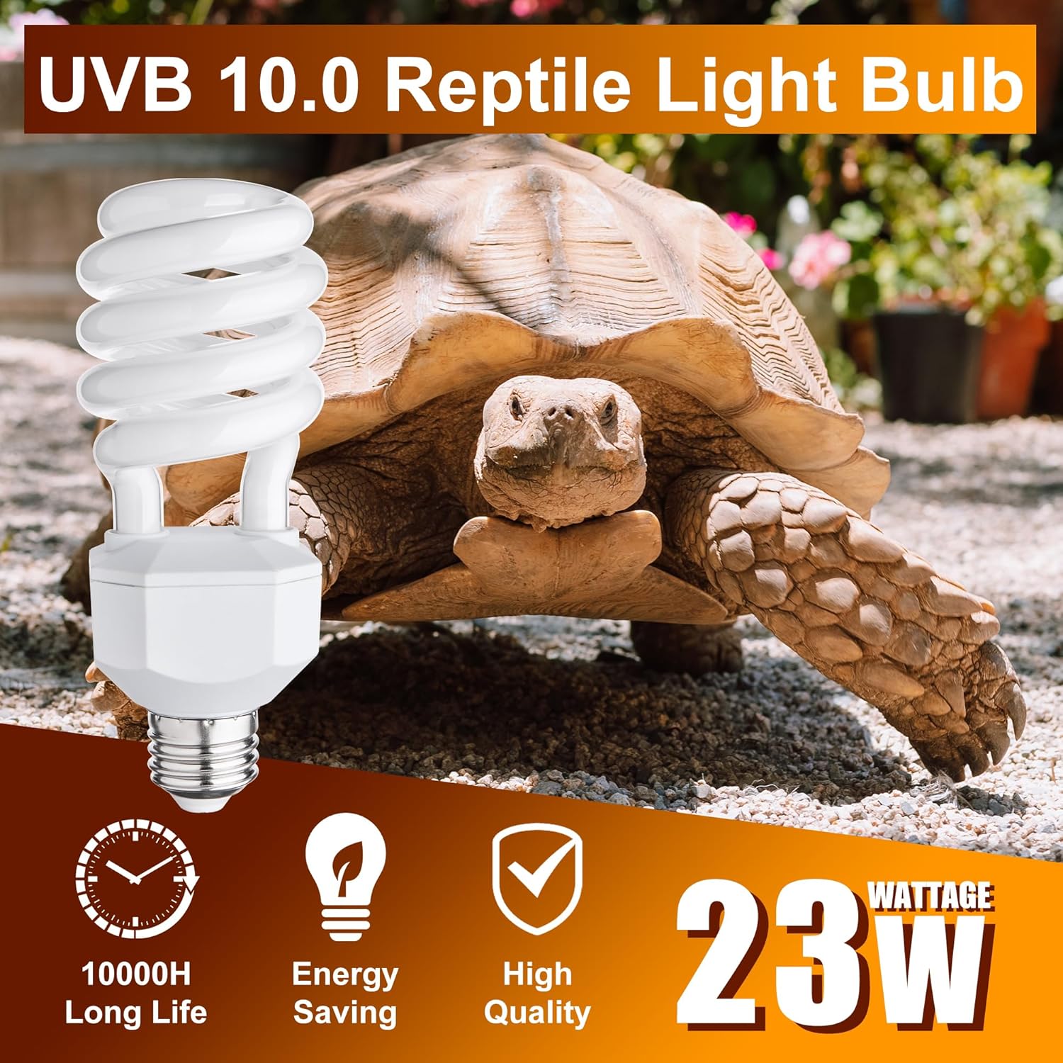 UVB Reptile Light Bulb 10.0, 23W UV Spiral Compact Florescent Terrarium Lamp Ideal for Desert Reptiles Bearded Dragons Lizard Tortoise Iguanas Chameleons Snake - 2 Pack - Happypetzone.online - Image 5