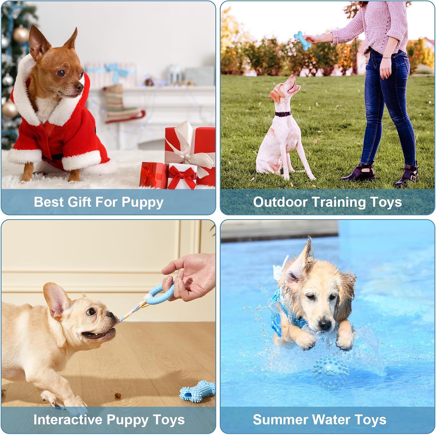 6 Pack Dog Chew Toys for Puppy Cute Blue Small Dog Toys Puppy Dog Toys for Teething Soft Durable Interactive Chew Toy for Small Dogs Light Blue - Happypetzone.online - Image 4