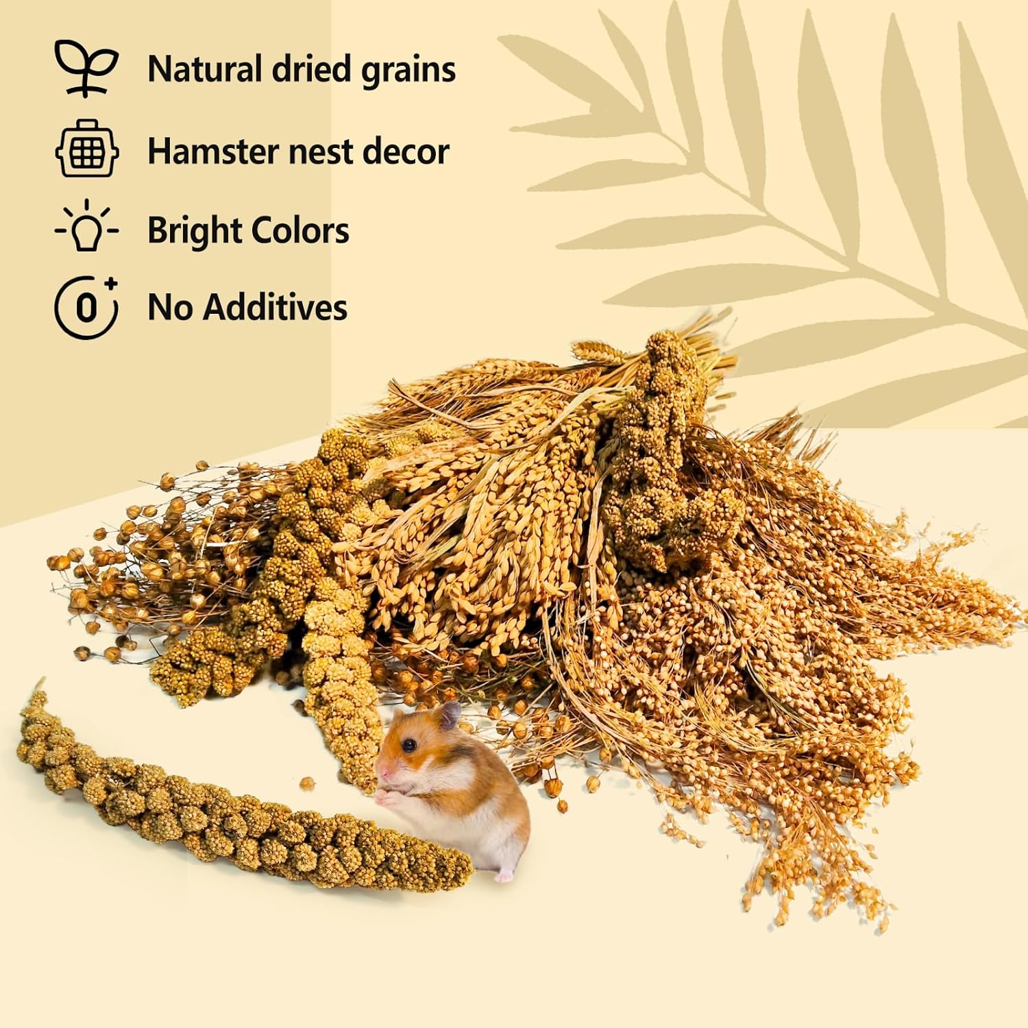 Natural Hamster Grain & Herb Habitat Deocr, Edible Hamster Sprays Herbs Bedding Mate, Hamsters Cage Enrichment Decoration Accessories for Gerbil Dwarf Syrian Hamsters Mouse Guinea Pig Mice - Happypetzone.online - Image 4