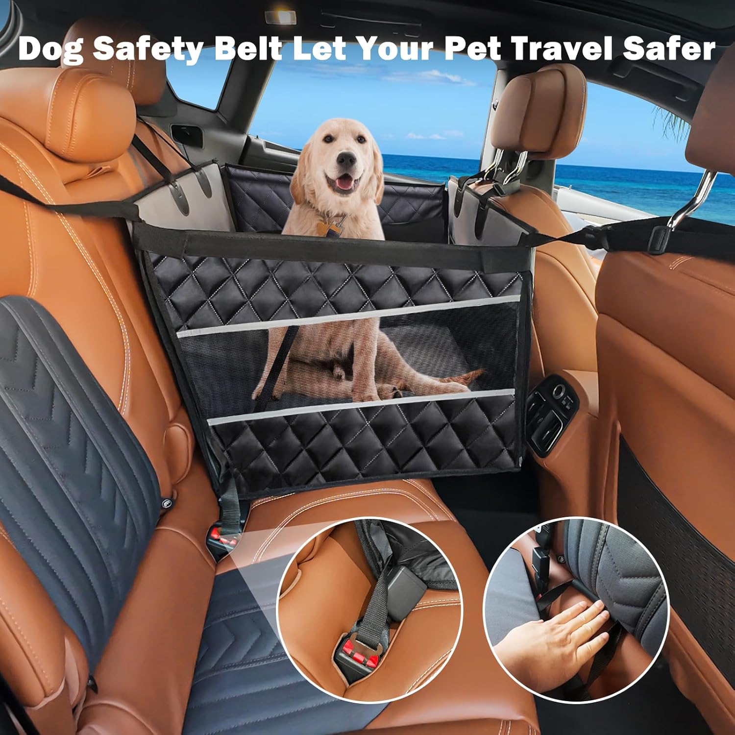 MIXJOY Dog Car Seat for Large Medium Dogs, Back Seat Extender for Pets, Waterproof Pet Carseat for Medium Sized Dog, Hammock for Pet, with Storage Pocket for Cars/SUV/Truck(L-28 * 22 * 20.5in) - Happypetzone.online - Image 7
