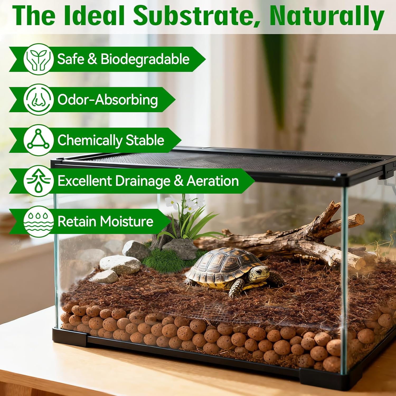 Halatool Reptile Substrate 2QT Clay Pebbles Terrarium Bedding for Reptiles Organic Clay Balls Bioactive Drainage Layer for Terrariums & Vivariums Leopard Gecko Tortoise Frog Lizard Ball Python - Happypetzone.online - Image 3