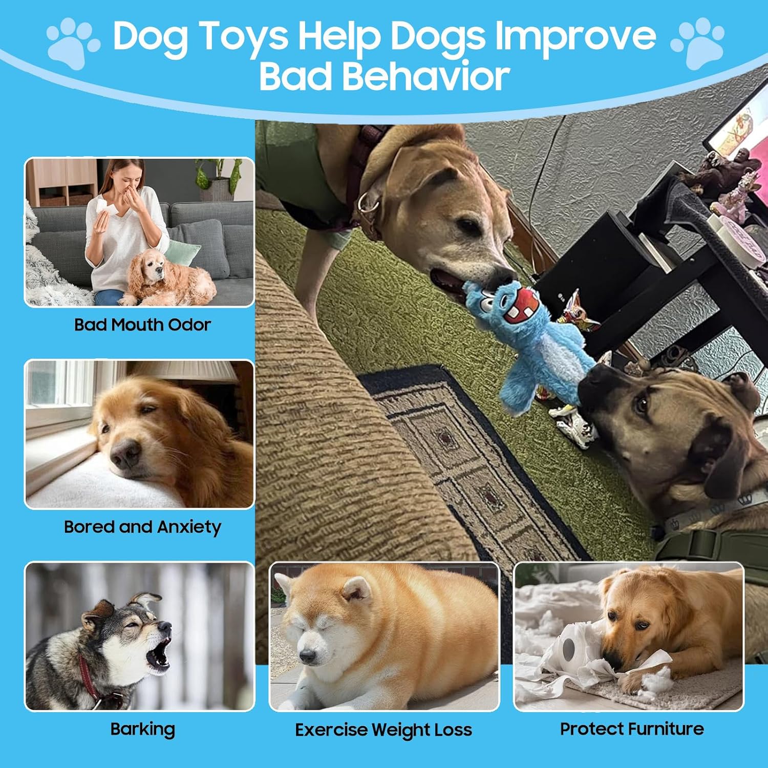 Bzonsmart Dog Squeaky Toys Tough Plush Chew Toys Bundle for Small Medium Large Dogs Interactive Dog Toys to Keep Them Busy Durable Puppy chew Toys for Teething Chewing Playing Training - Happypetzone.online - Image 6