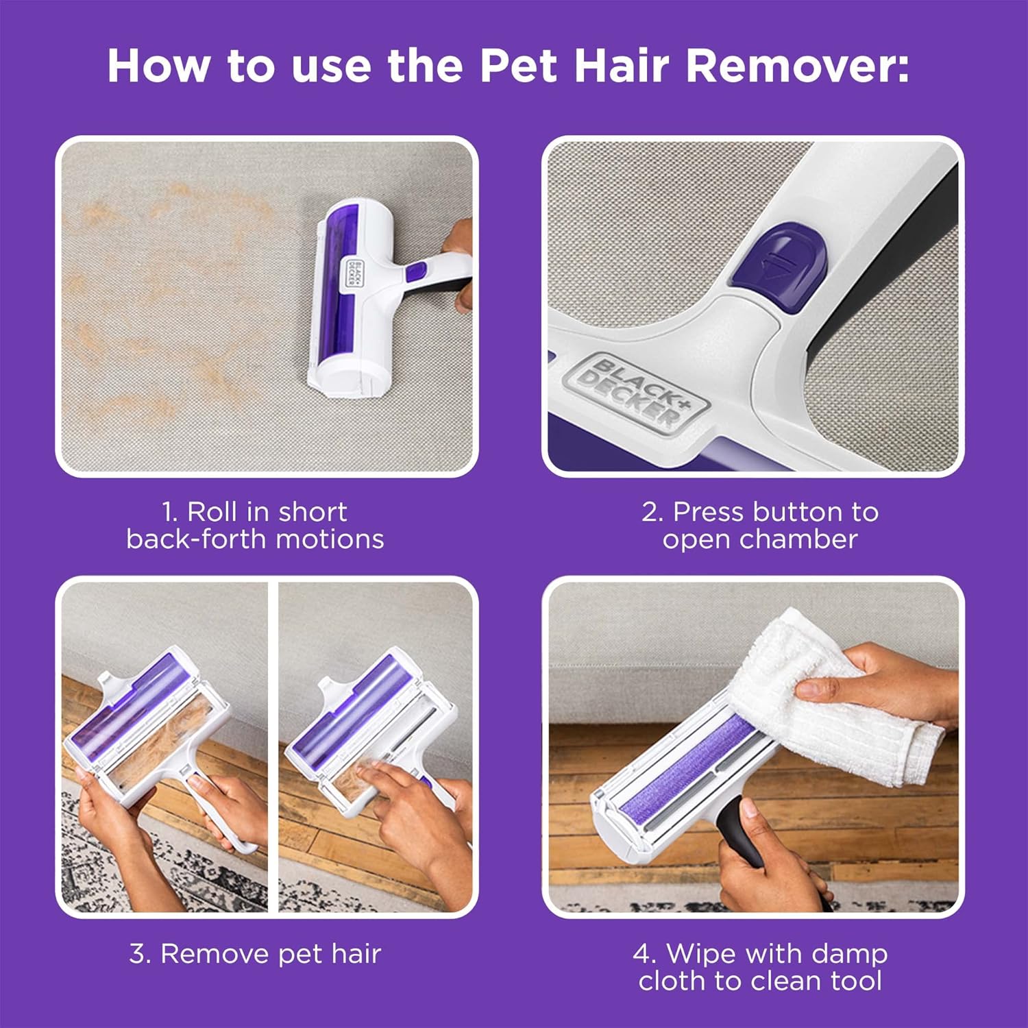 BLACK+DECKER Pet Hair Remover, Roller, Remove Dog Hair and Cat Hair Easily (HMSCT0001) - Happypetzone.online - Image 7