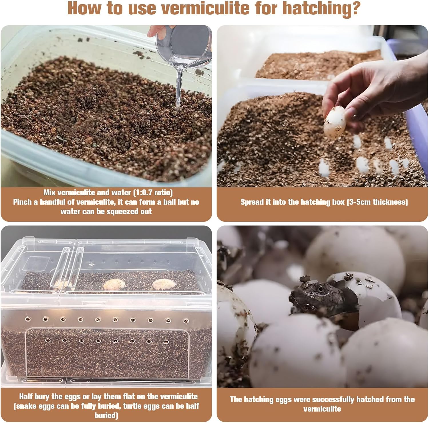 MAQIHAN Vermiculite for Reptiles - 14OZ Vermiculite Terrarium Reptiles Reptile Substrate Reptile Bedding Reptile Sand for Egg Incubator, Bearded, Gecko, Hermit, Snake, Tortoise, Turtle, Plants - Happypetzone.online - Image 3