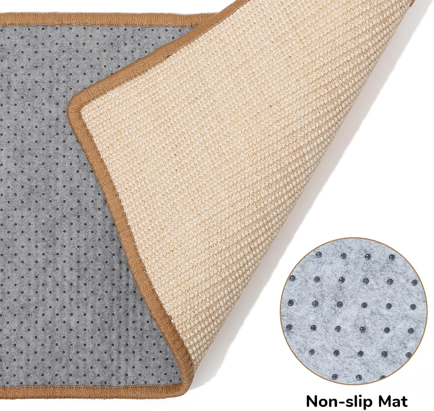 FUKUMARU Cat Scratcher Mat, 23.6 X 15.7 Inch Natural Sisal Cat Scratch Mats, Horizontal Cat Floor Scratching Pad Rug with Sticky Tapes, Protect Sofa and Carpet - Happypetzone.online - Image 3
