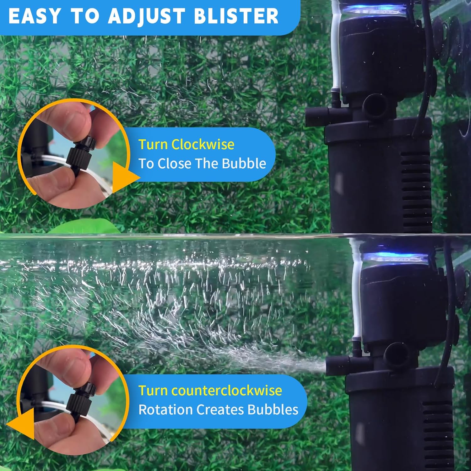 158GPH Small Aquarium Filter, UV Sterilizer for Aquarium for 10-45 Gallon Tank, Internal Pump for Turtle Betta Fish Tank Filter Silent 4-in-1 Green Killing Machine with Fish Tank Filters Deodorization - Happypetzone.online - Image 7
