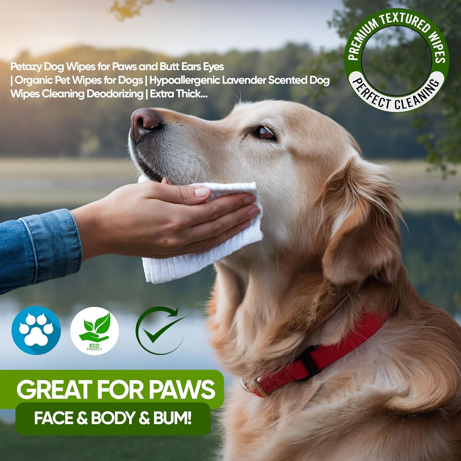 Petazy Dog Wipes for Paws and Butt – 400 Count (8x8in) Hypoallergenic, Deodorizing Pet Wipes for Dogs and Cats | Extra Large, Plant-Based, Lavender Scented | Includes 4 Grooming Glove Wipes - Happypetzone.online - Image 5