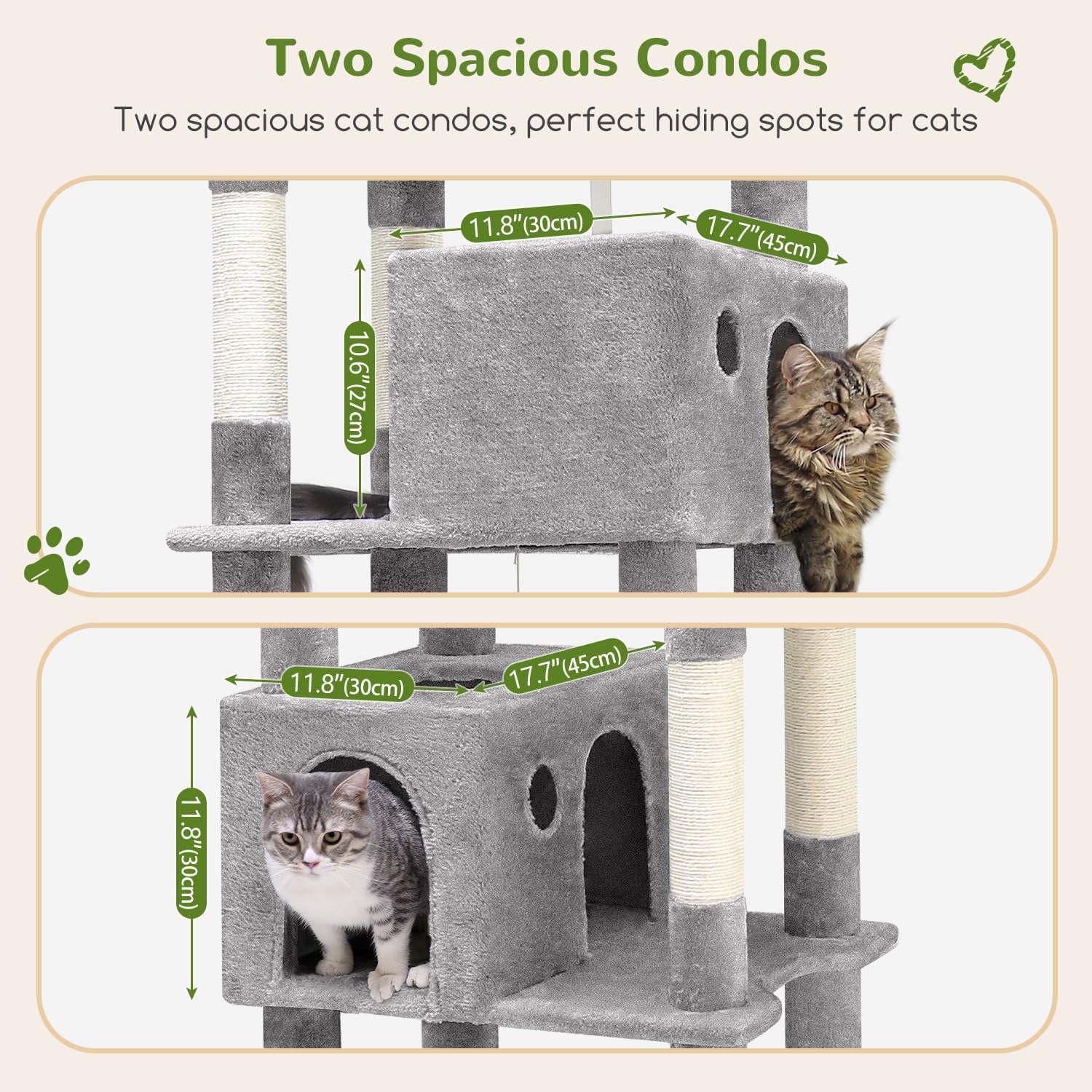 Globlazer Giant Cat Tree, 83 inch Cat Tree for Indoor Cats Large Adult, XXL Cat Tower with 9 Scratching Posts for 20lb+ Heavy Duty Large Adult Cats, F83, Light Grey - Happypetzone.online - Image 3